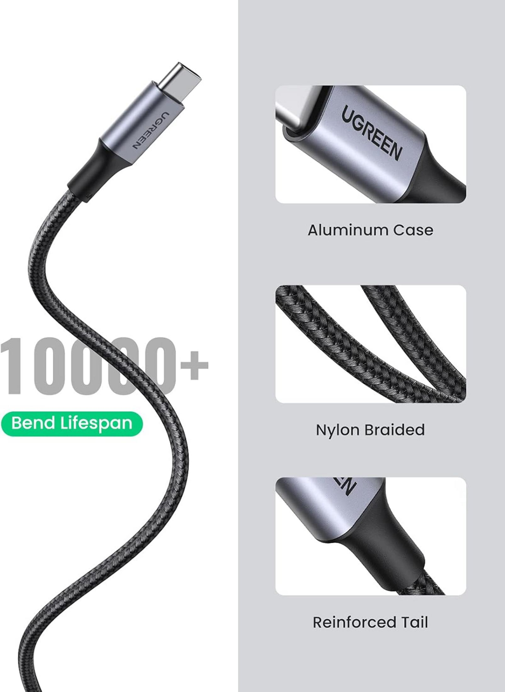 Ein USB-C-Kabel mit Aluminiumgehäuse, Nylonschutz und verstärktem Stecker.