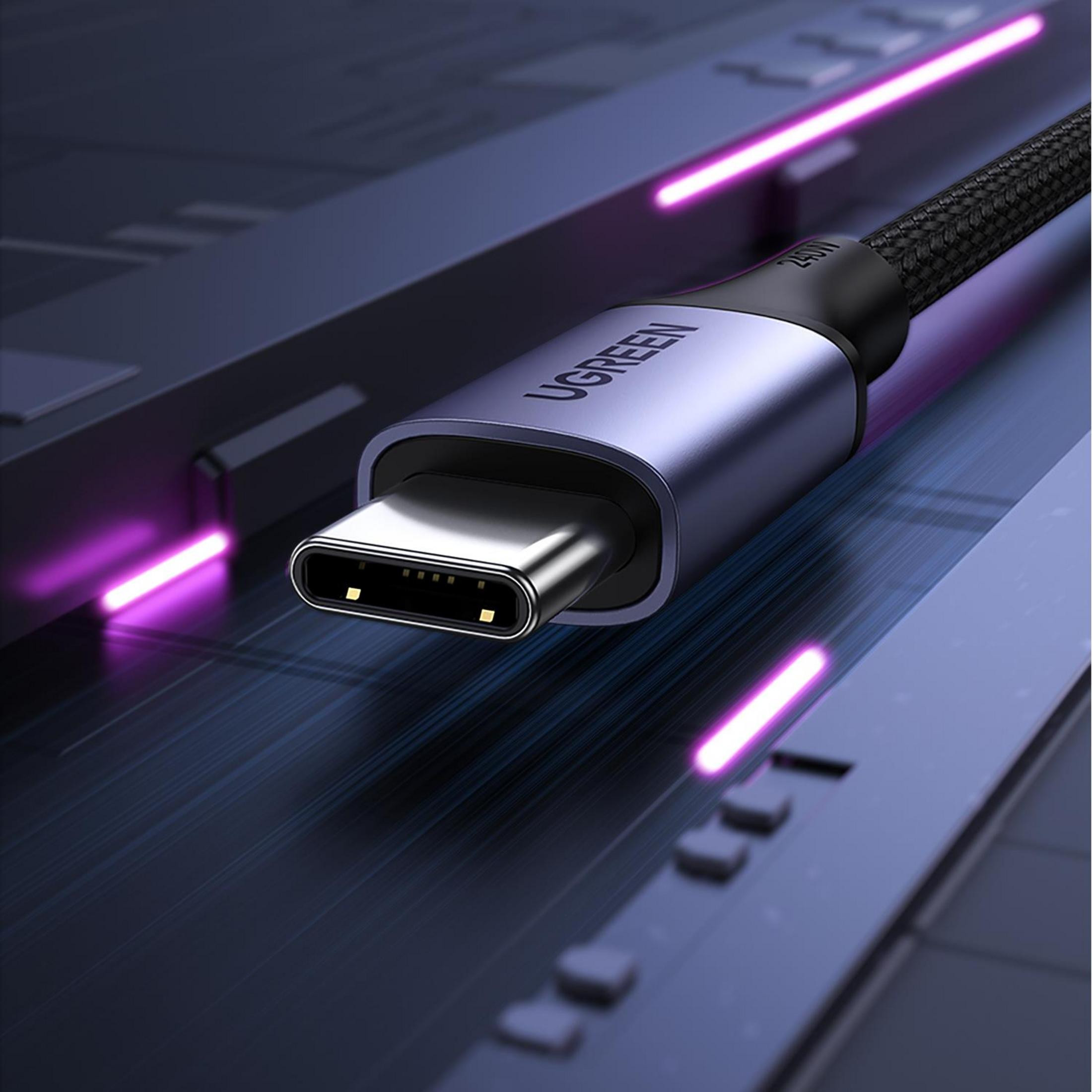 Złącze USB-C z logo UGREEN i oznaczeniem 240W na ciemnym tle.
