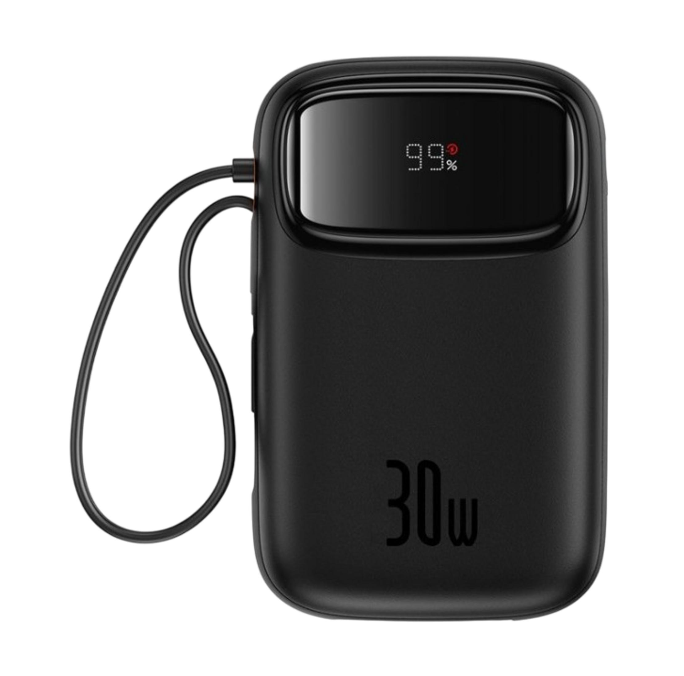 Power bank nero con indicatore batteria 99% e scritta 30W.