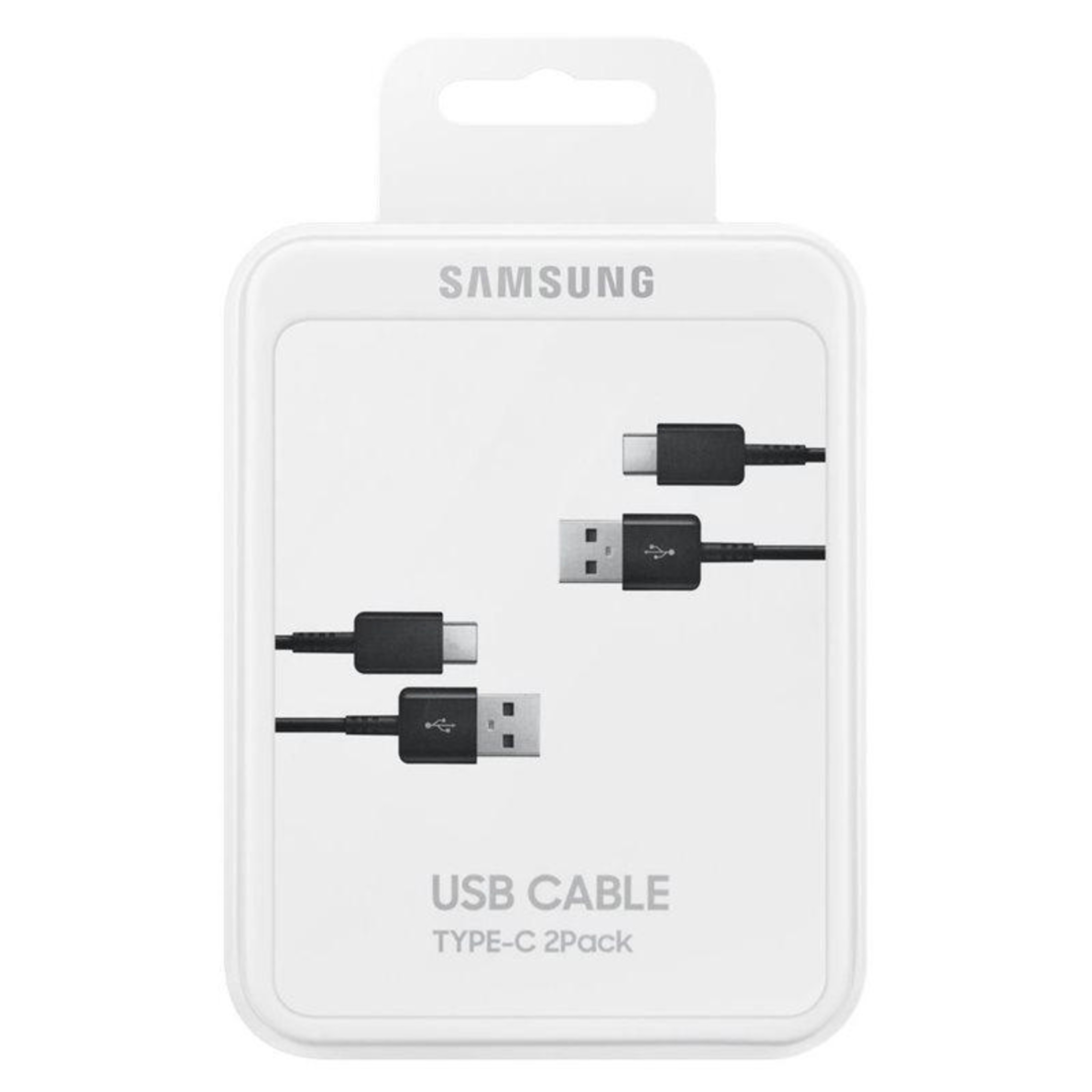 Confezione da 2 cavi Samsung USB-C in imballaggio bianco.