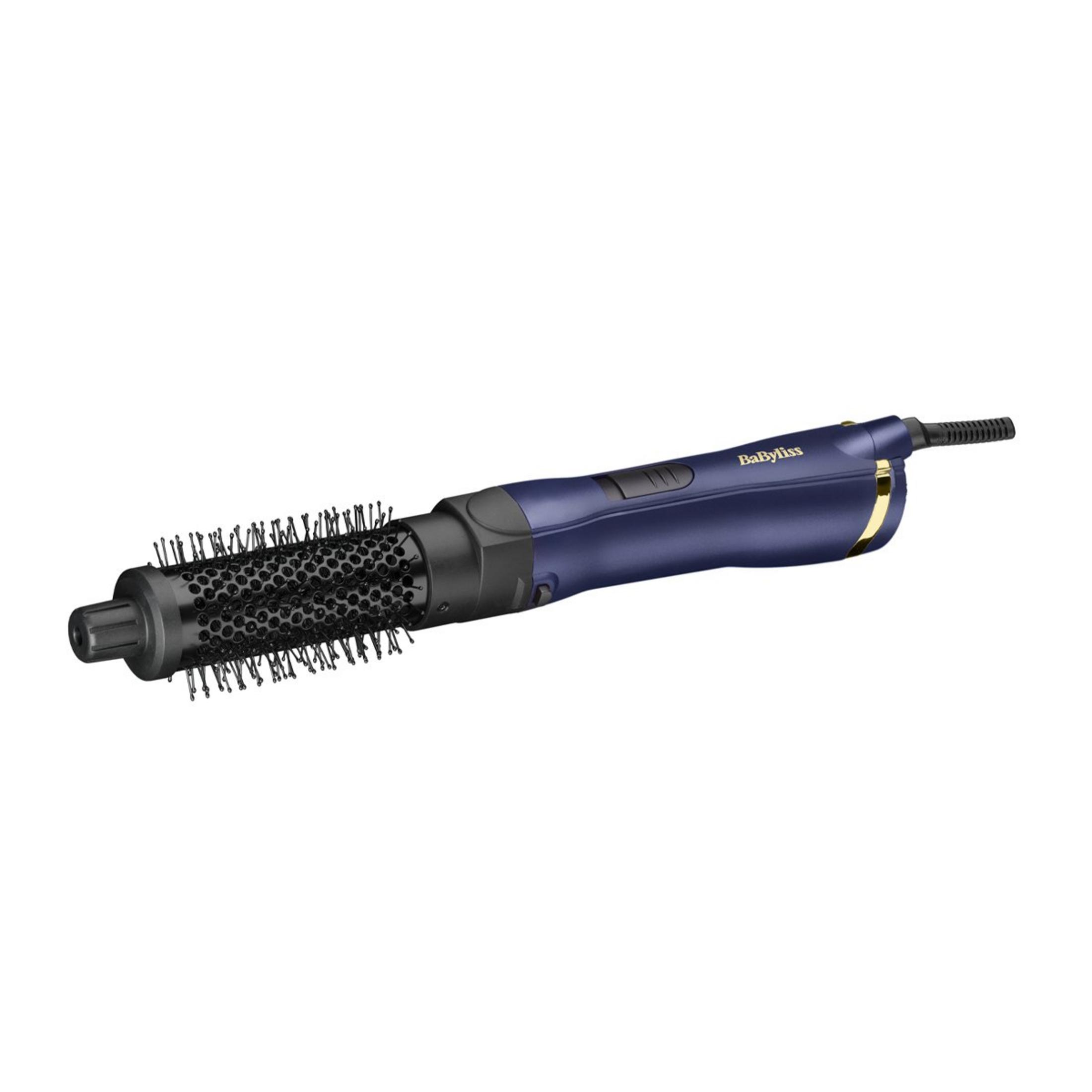 Una spazzola rotante blu Babyliss con setole nere.