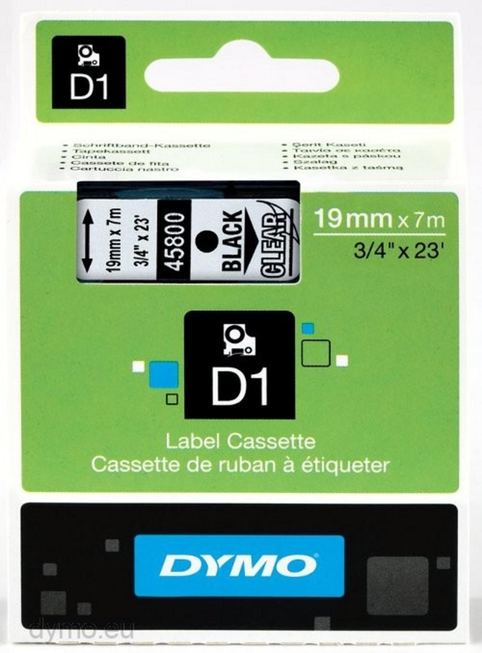 Verpackung für D1 Label Cassette, 19mm x 7m, schwarz/klar.