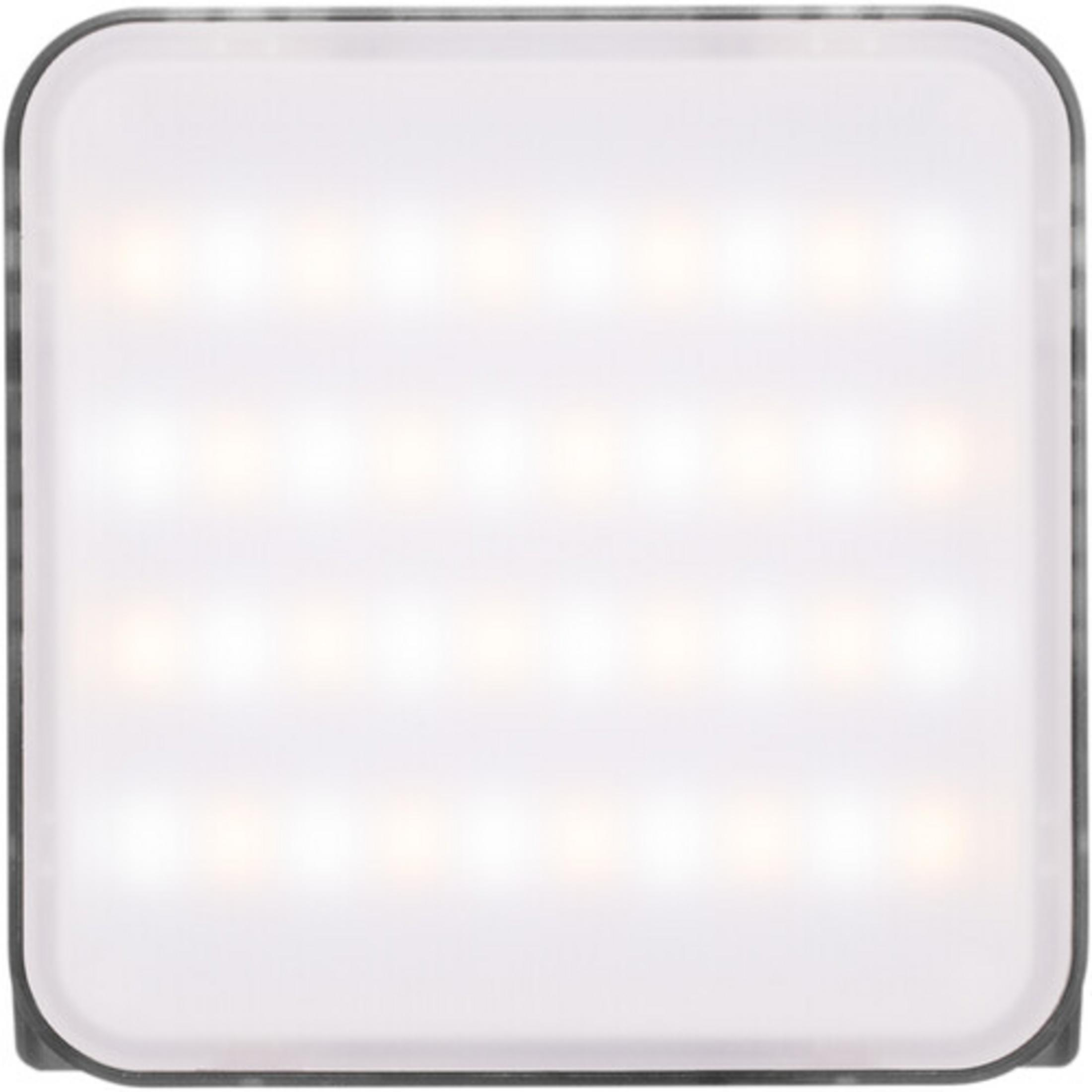 Ein rechteckiges LED-Lichtpanel mit weißer Abdeckung und vier Reihen von Lichtern.