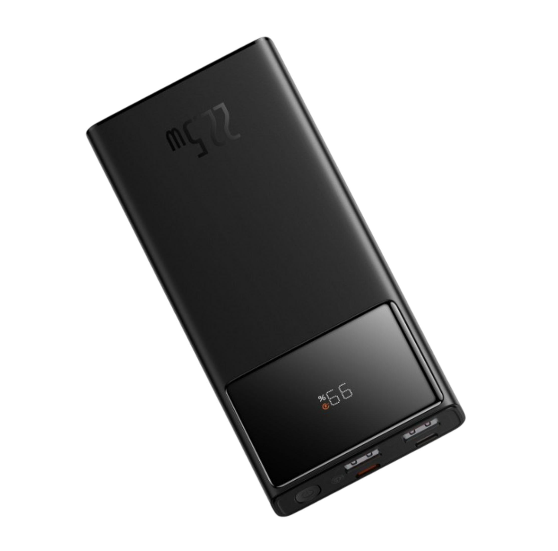 Power bank nero con 225W e display di carica 99%, testo bianco.