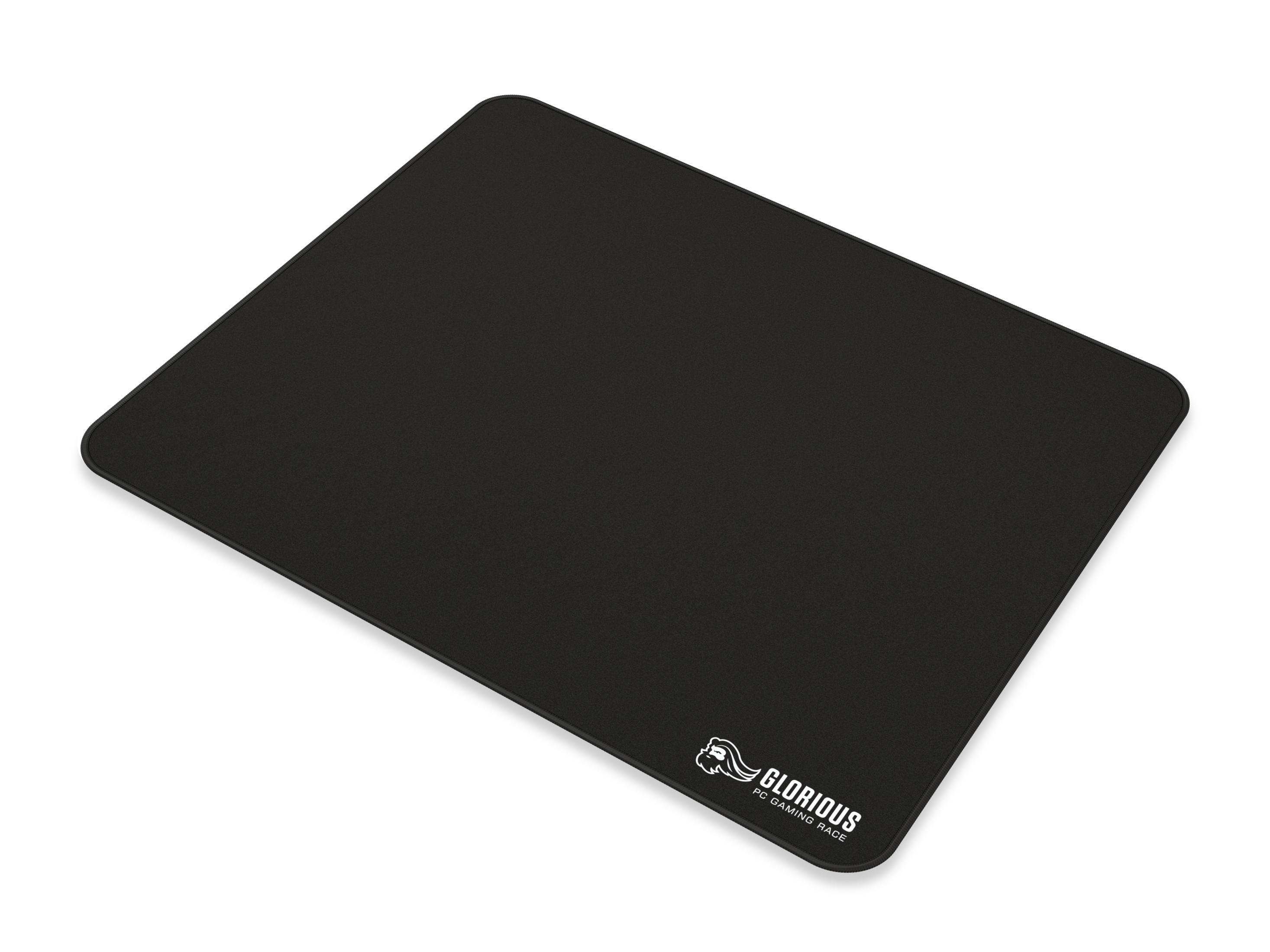 Tapis de souris rectangulaire noir aux coins arrondis avec logo Glorious.