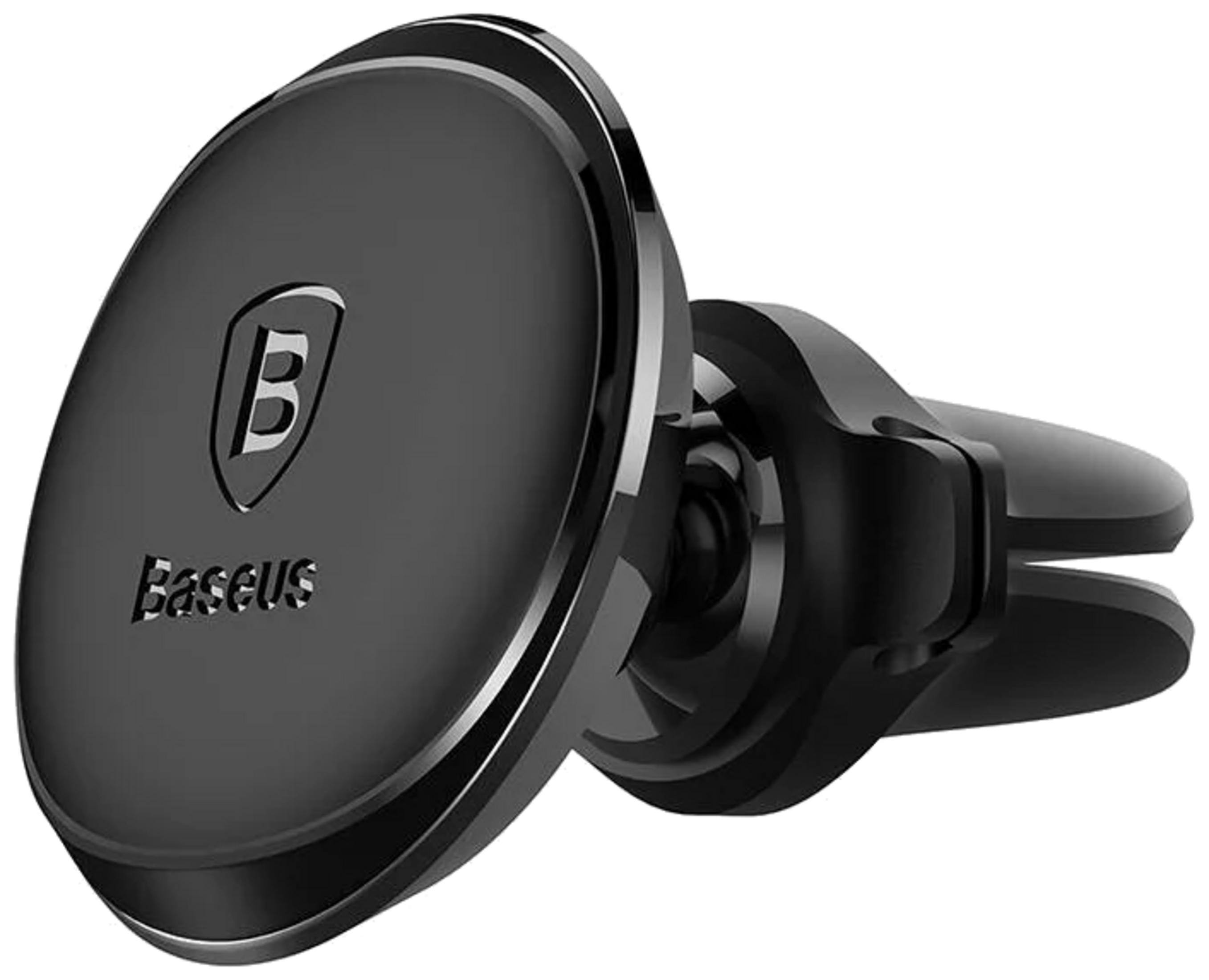 Black magnetic car vent clip with Baseus logo.