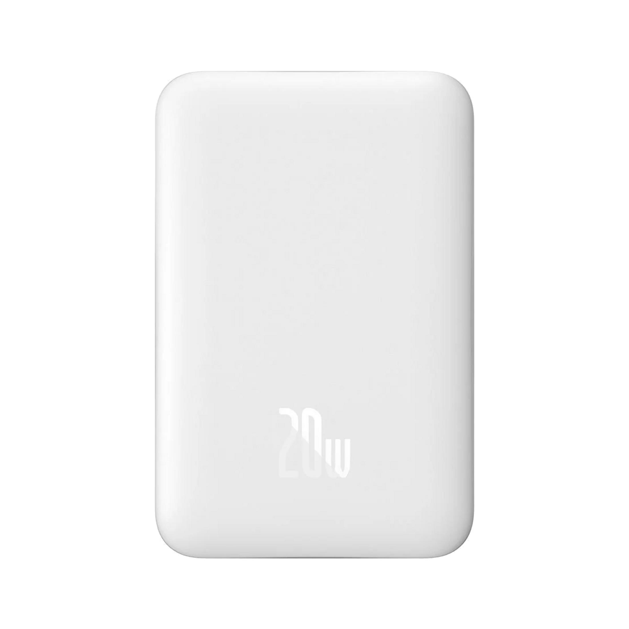 Un oggetto bianco, rettangolare con angoli arrotondati, che mostra "20W".