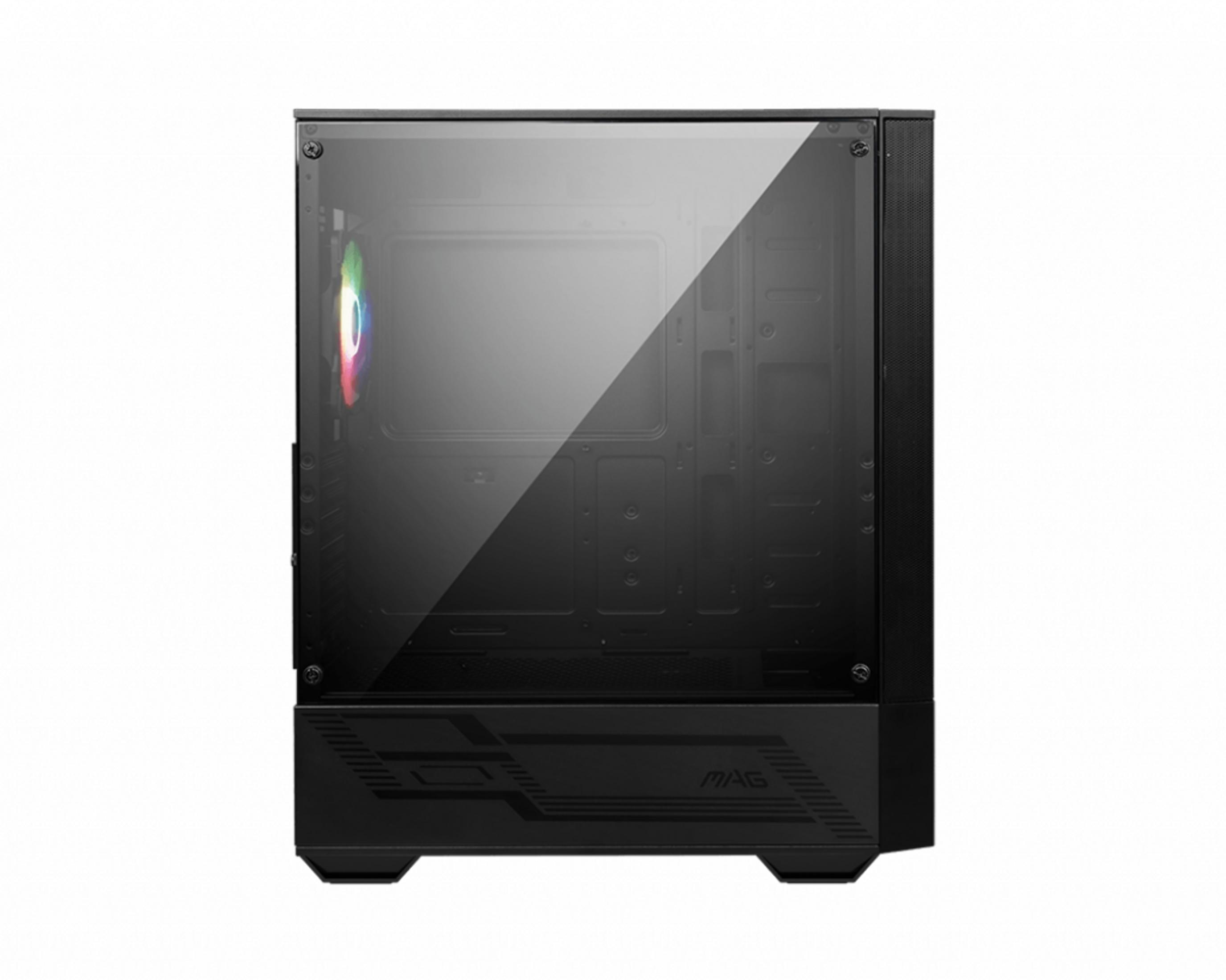Case PC nero con frontale in vetro e ventole RGB.