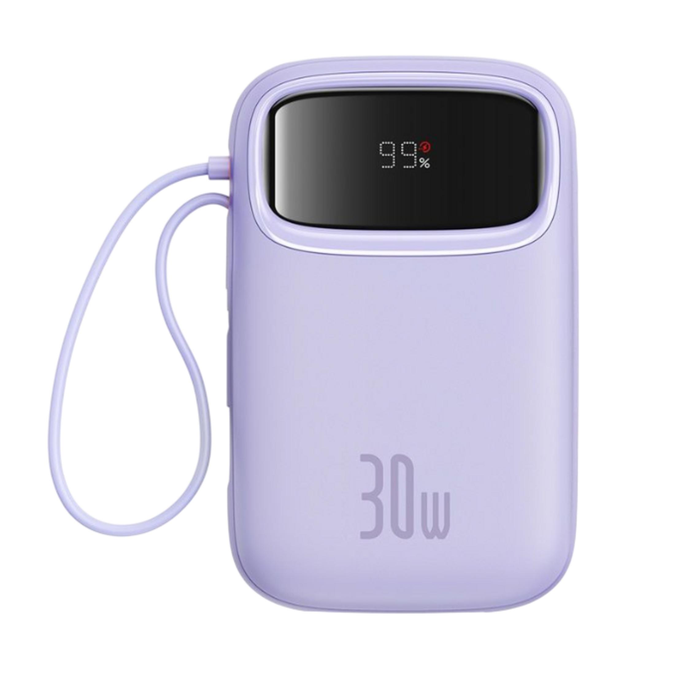 Un power bank lavanda con 30W e 99% di carica.