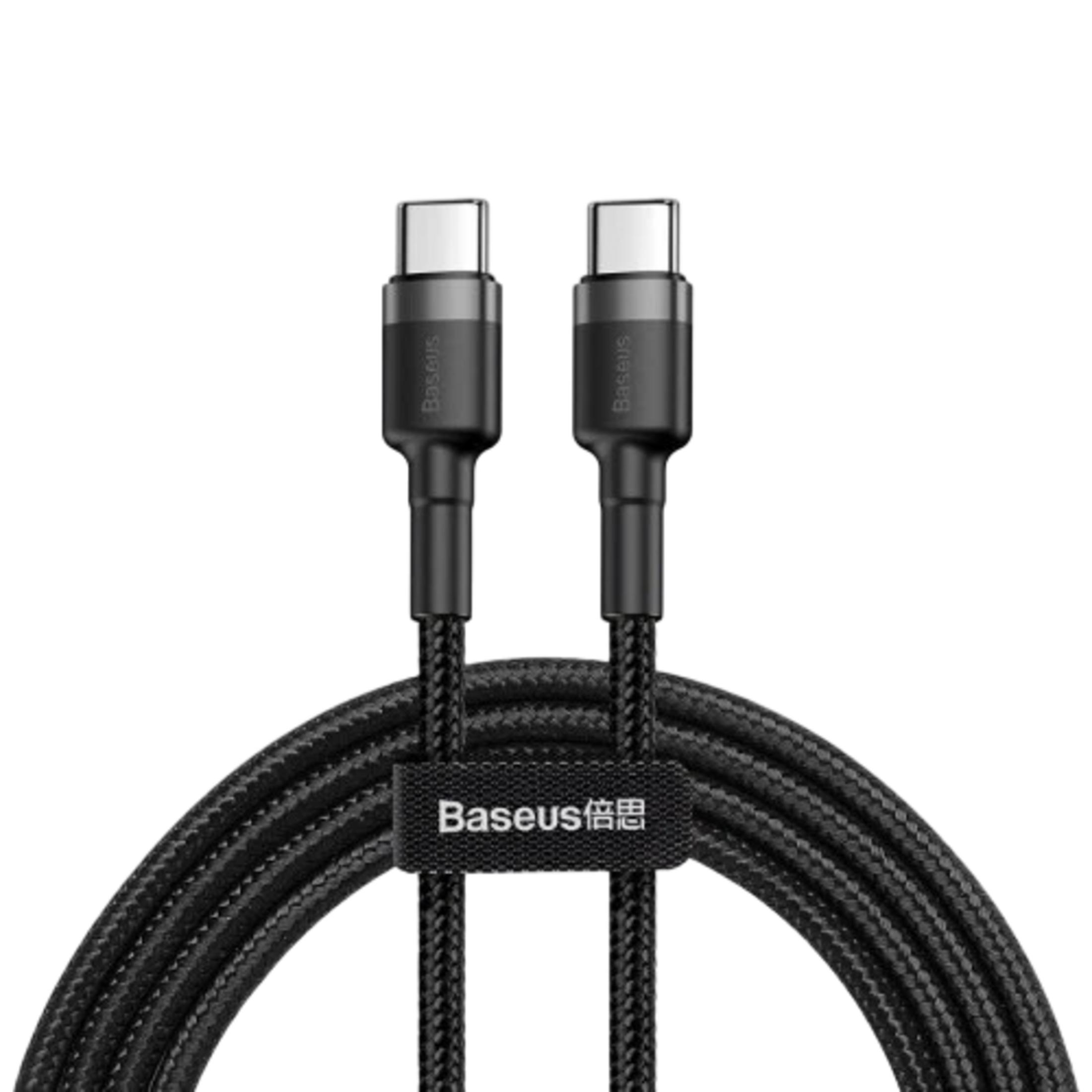 Two black USB-C cables with the Baseus logo on the connectors.