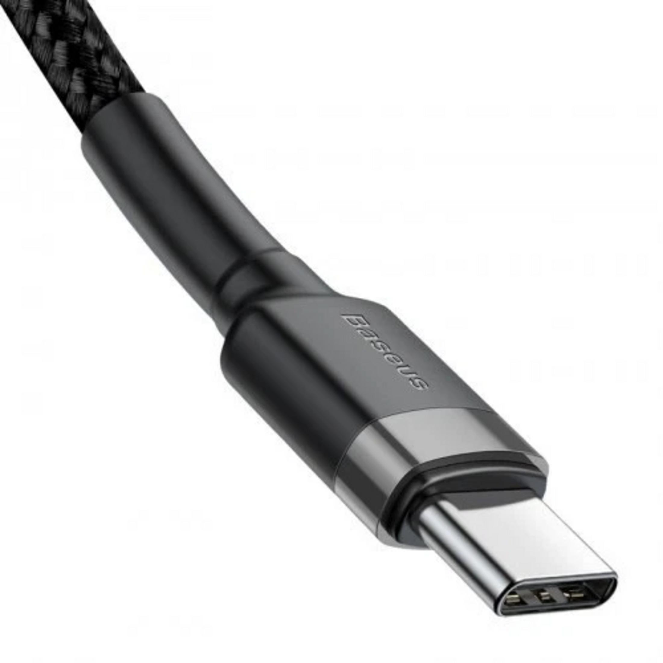 A black USB-C cable with a braided sleeve and silver connector.