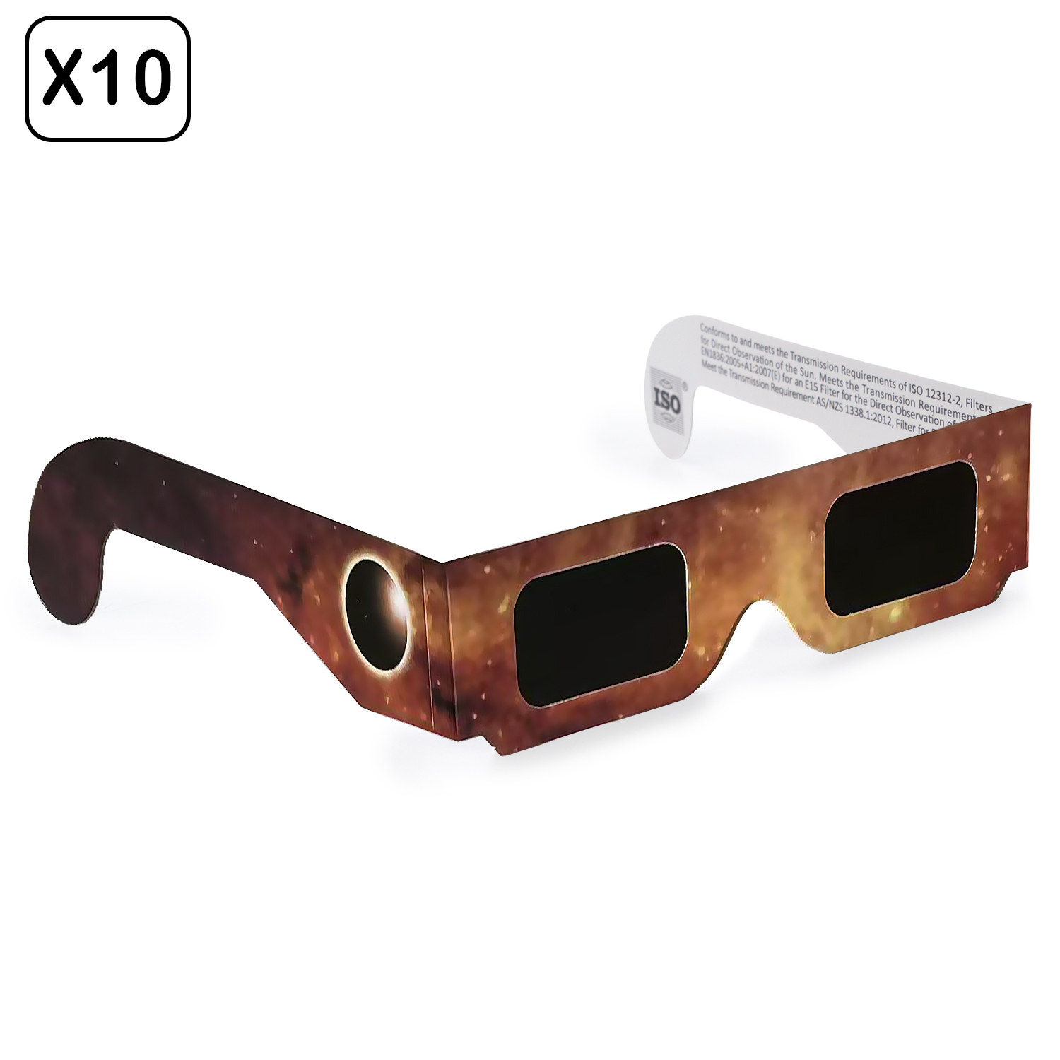 Diez gafas de eclipse temáticas del espacio. Certificadas ISO.