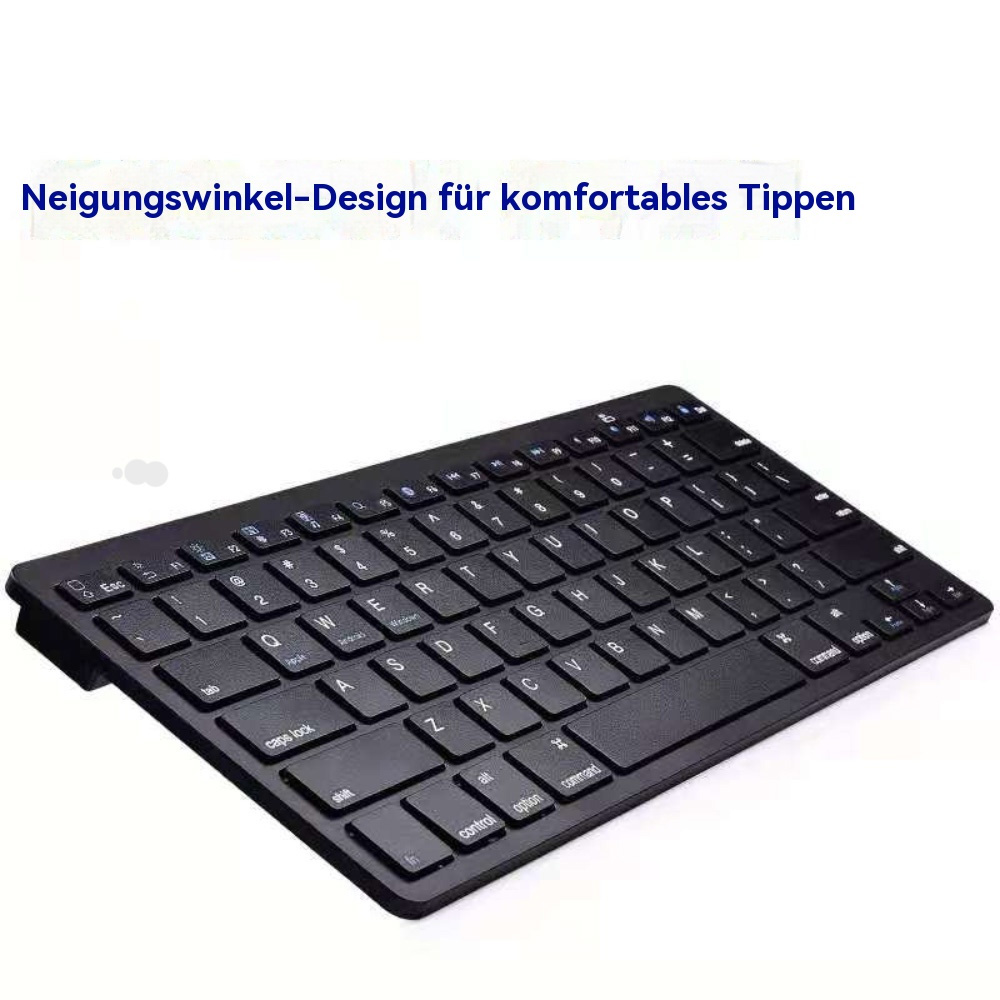 Schwarze Tastatur mit Neigungswinkel-Design für komfortables Tippen.