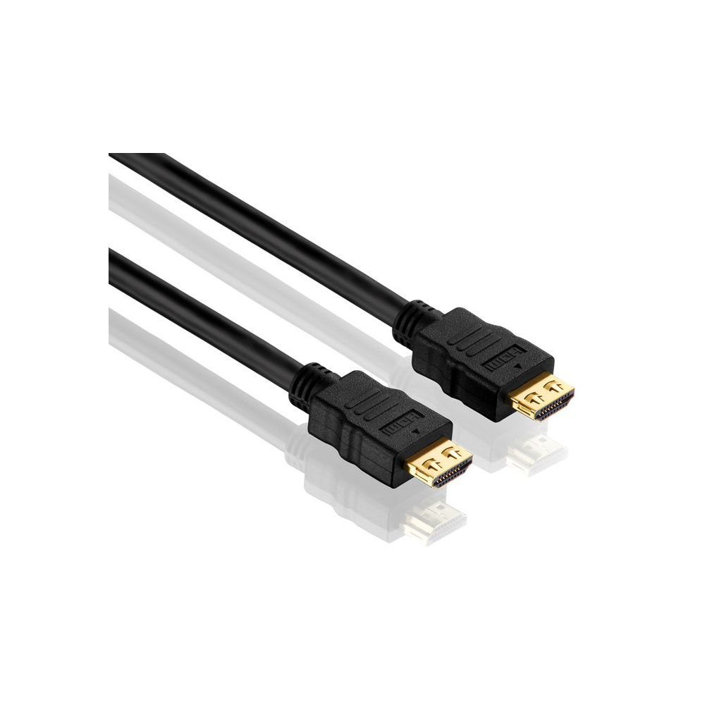 Zwei schwarze HDMI-Kabel mit Goldsteckern auf weißem Hintergrund.
