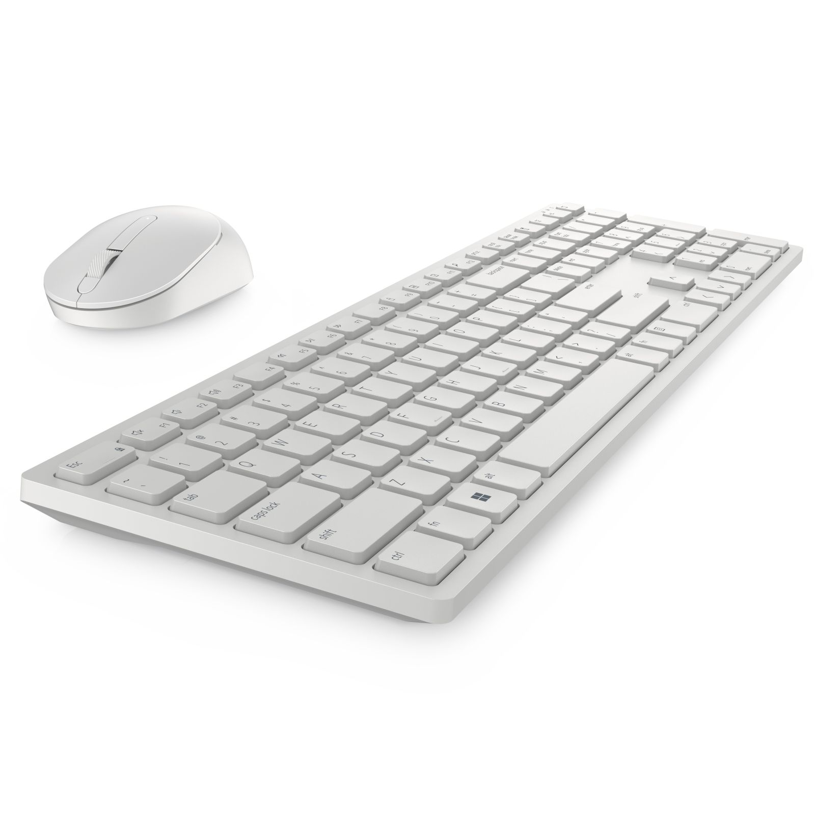 Ein weiße Tastatur und Maus auf weißem Hintergrund.