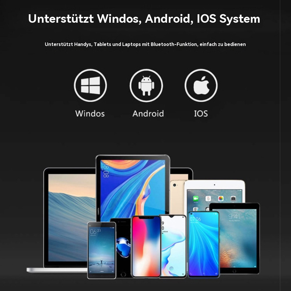 Verschiedene elektronische Geräte wie Laptops, Tablets und Smartphones auf einem dunklen Hintergrund.