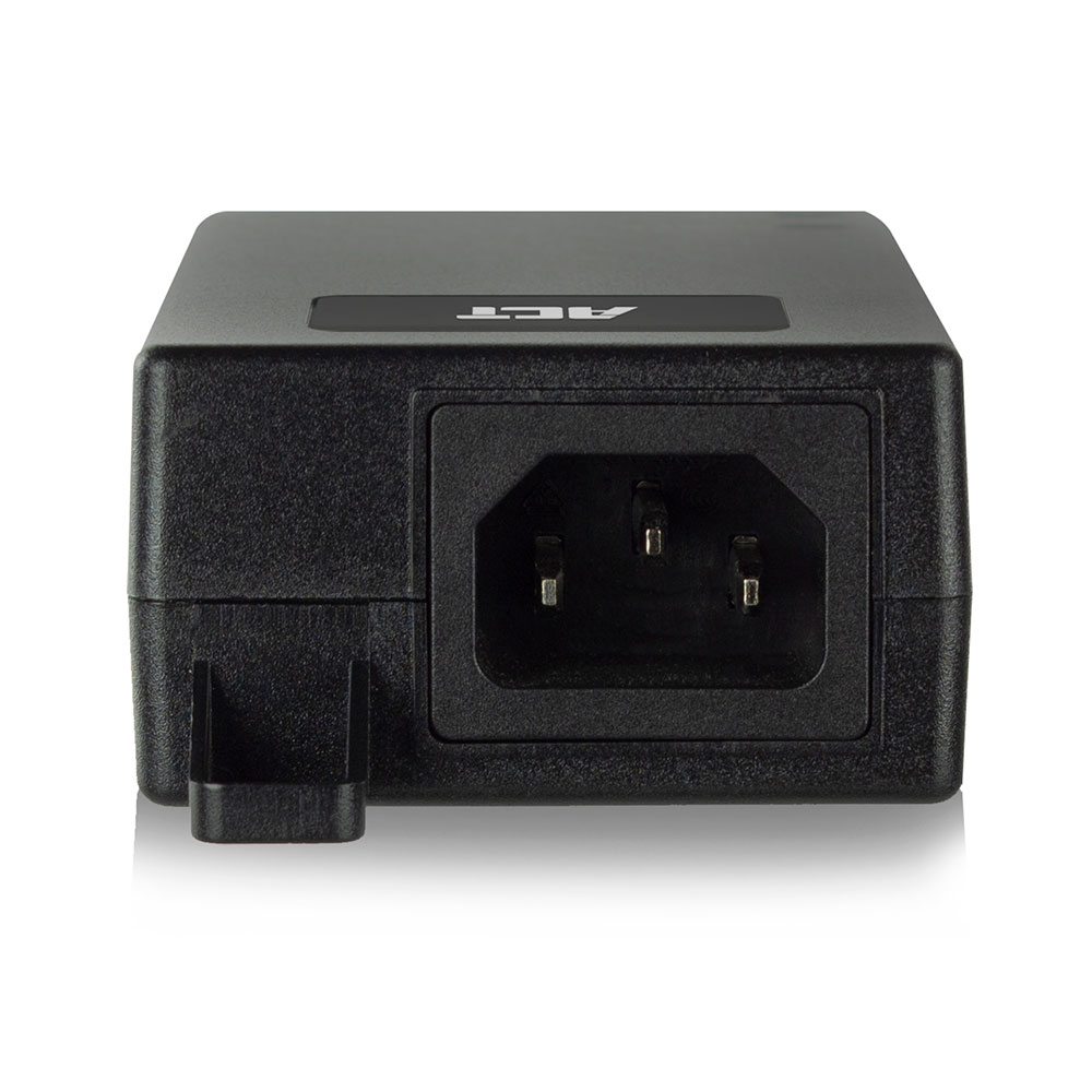 Alimentatore nero con connettore C14 e logo ACT.