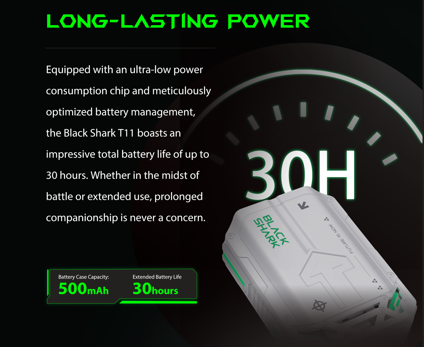 Funda de batería Black Shark T11 con 500mAh y 30 horas de duración.