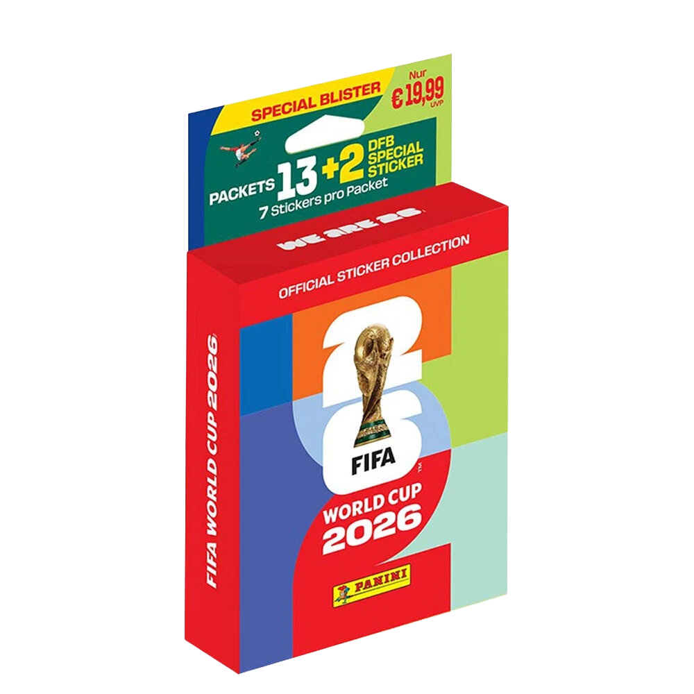 FIFA WM 2026 Sticker-Sammelpackung mit 13+2 Päckchen.
