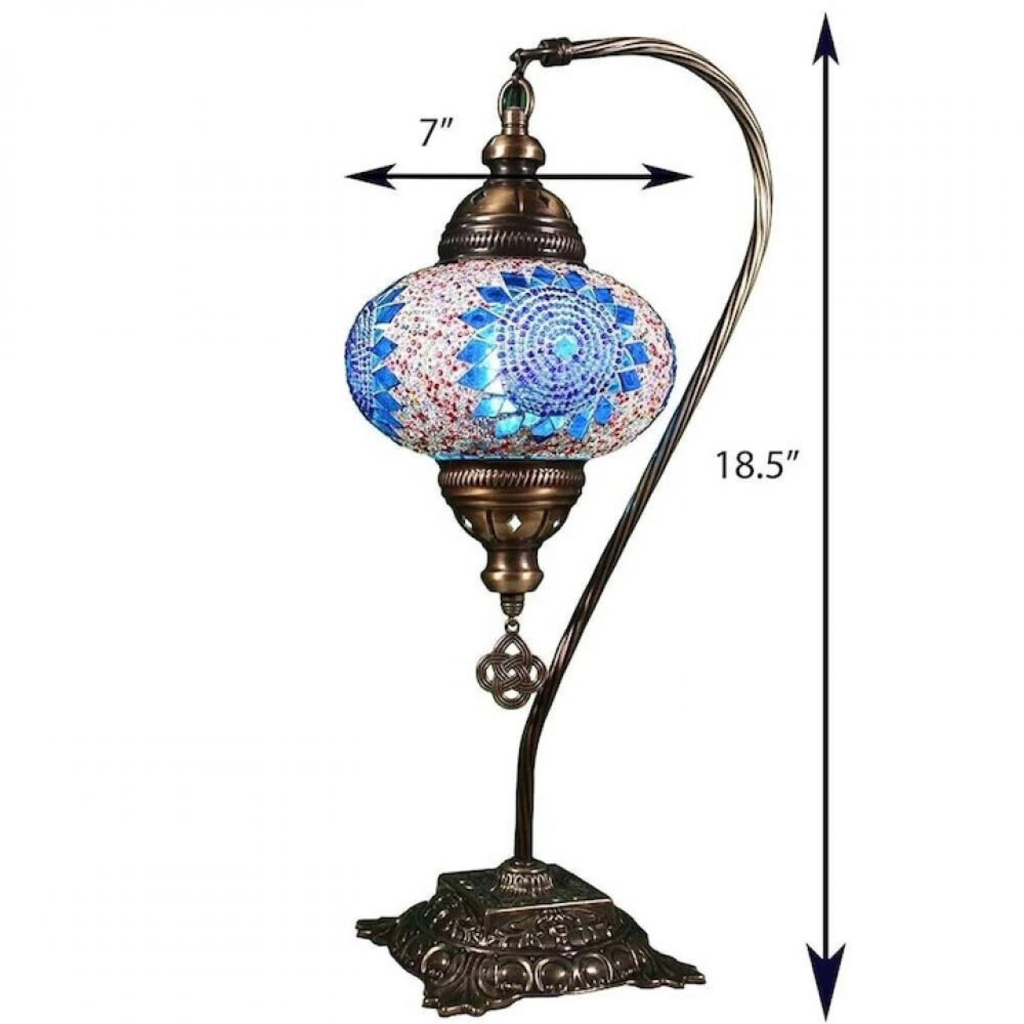 Eine 18,5 Zoll hohe Tischlampe mit einem bronzenen Sockel und Gestell.