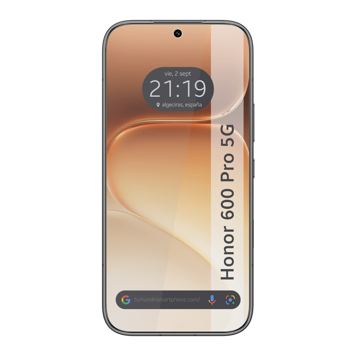 Un smartphone con el logo Honor 60 Pro 5G y la hora 21:19.