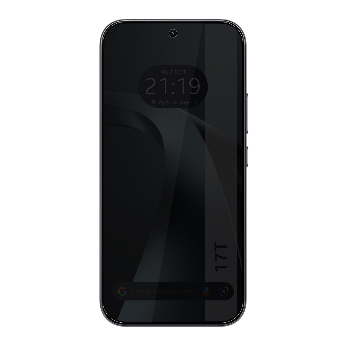 Teléfono oscuro muestra las 21:19 y '17T' en pantalla.
