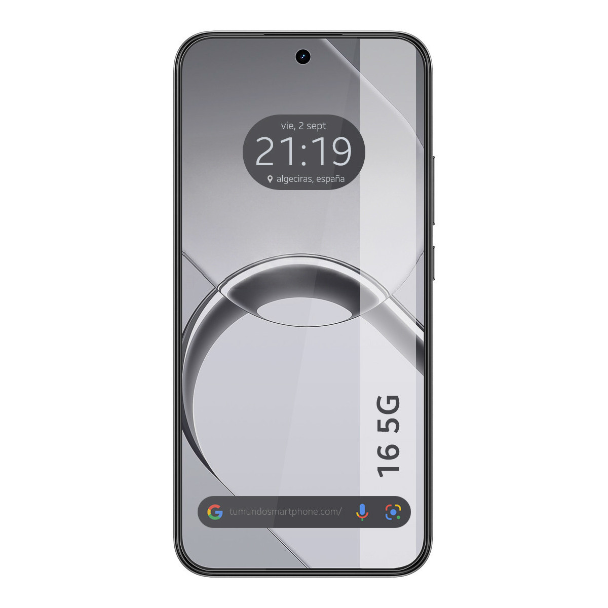 Un smartphone muestra las 21:19 y 