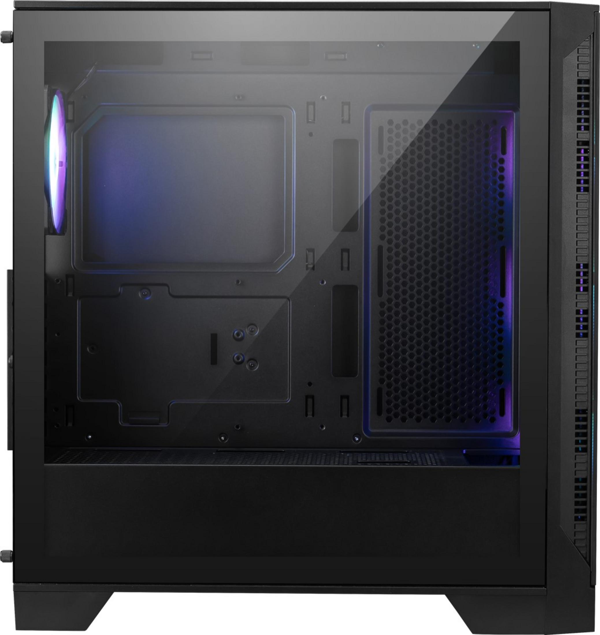 Case PC nero con frontale in vetro e ventole RGB.