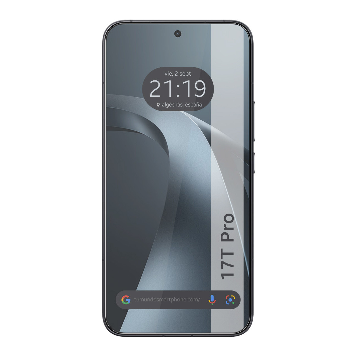 Un smartphone con fondo oscuro que muestra la hora 21:19.