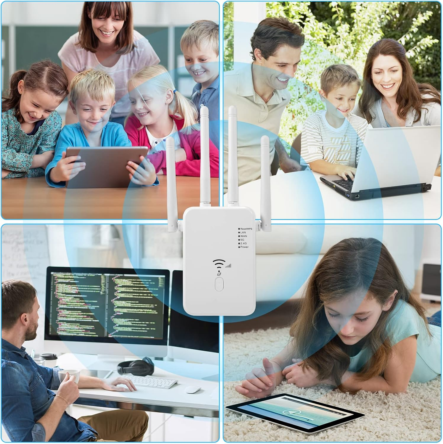 Gerät verbindet Familien mit Internet in verschiedenen Szenarien, drinnen und draußen.