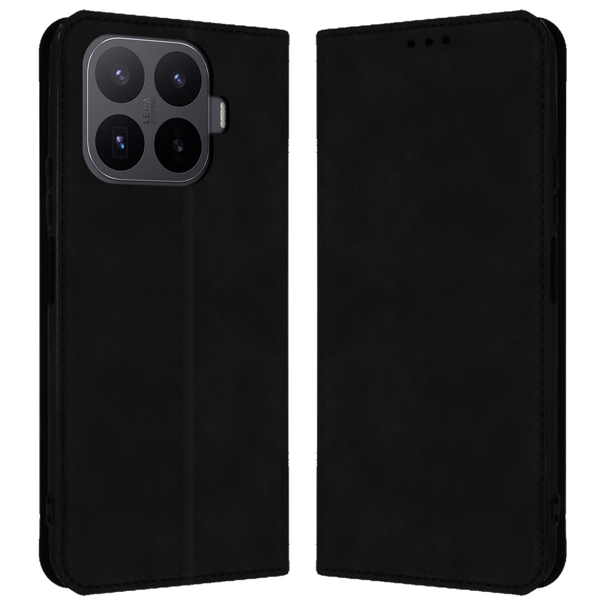 Funda negra para teléfono con sistema de cuádruple cámara y marca Leica.