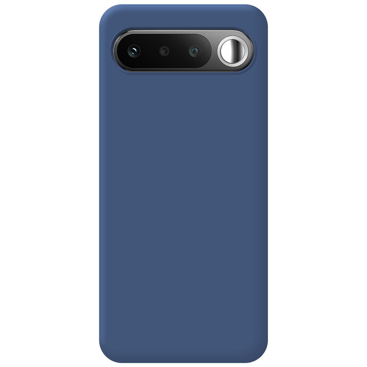 Funda de teléfono azul oscuro con módulo de cámara y flash.