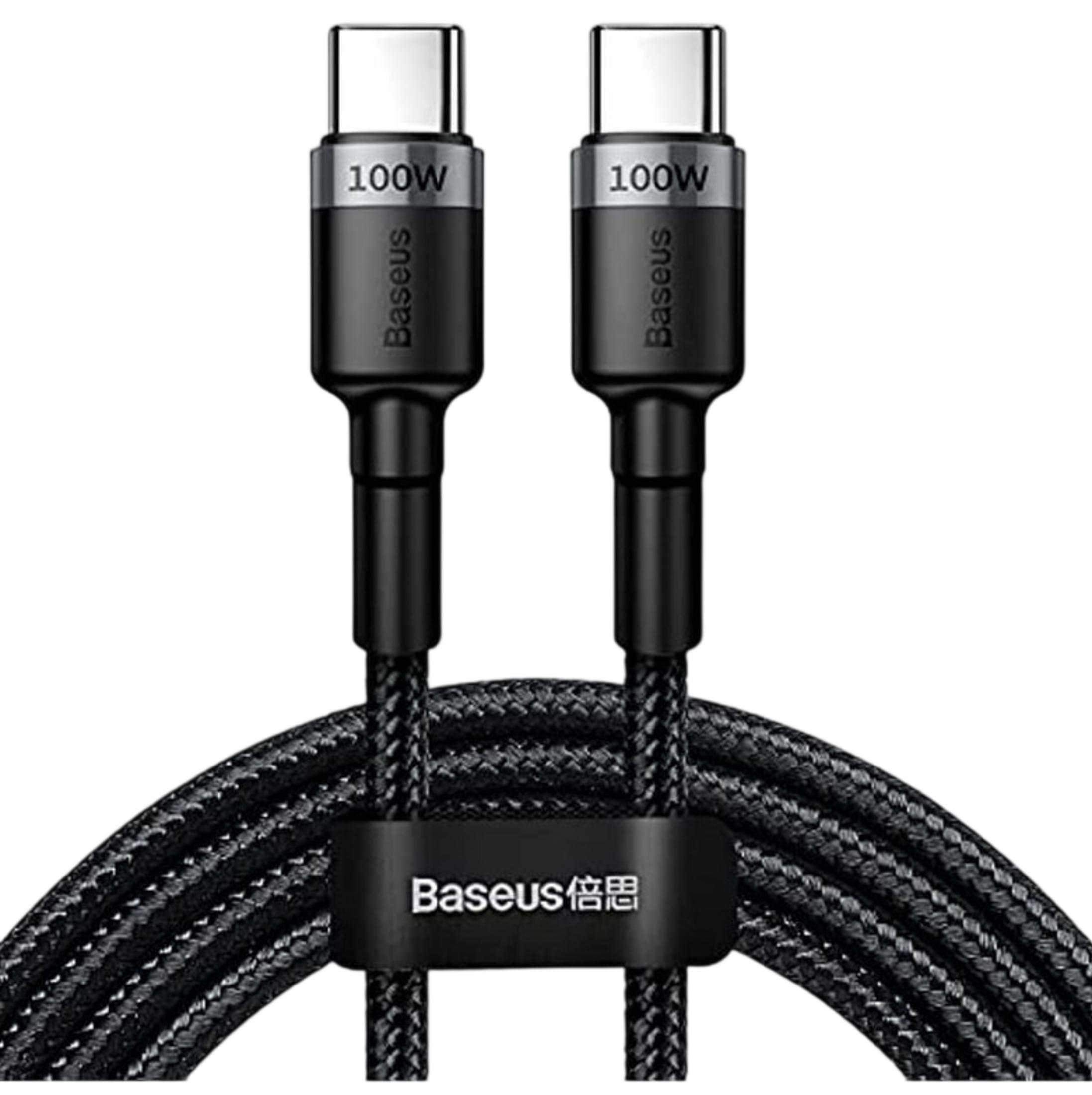 Due cavi Baseus neri 100W USB-C su sfondo bianco.