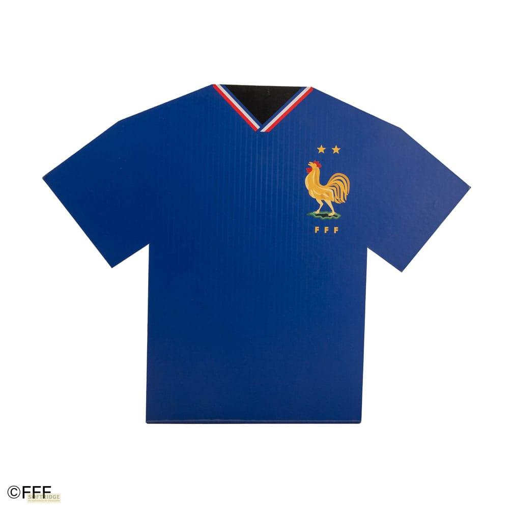 Blaues Fußballtrikot mit Hahn-Logo und FFF-Schriftzug.