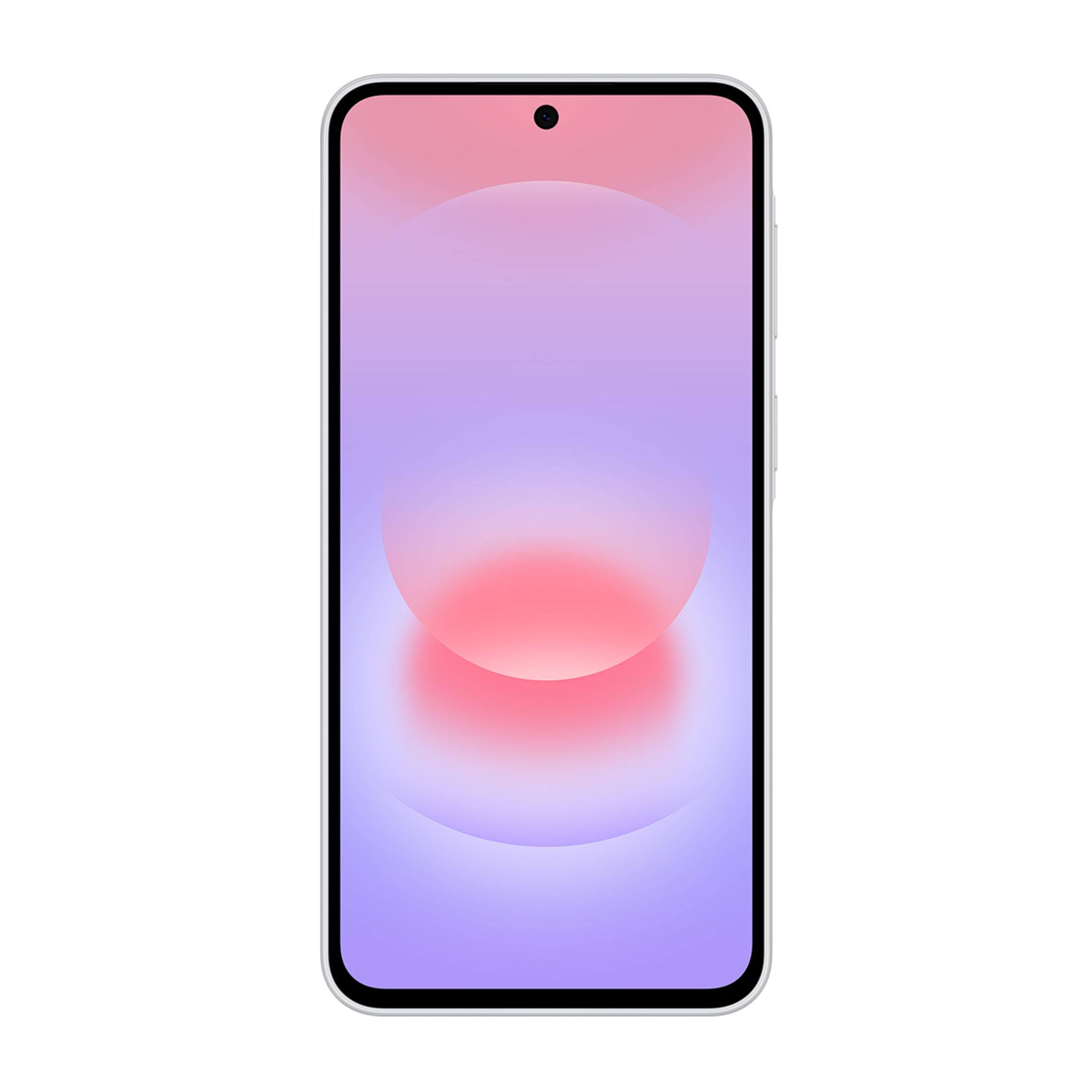 Pembe ve mor gradyan arka plana sahip bir akıllı telefon.