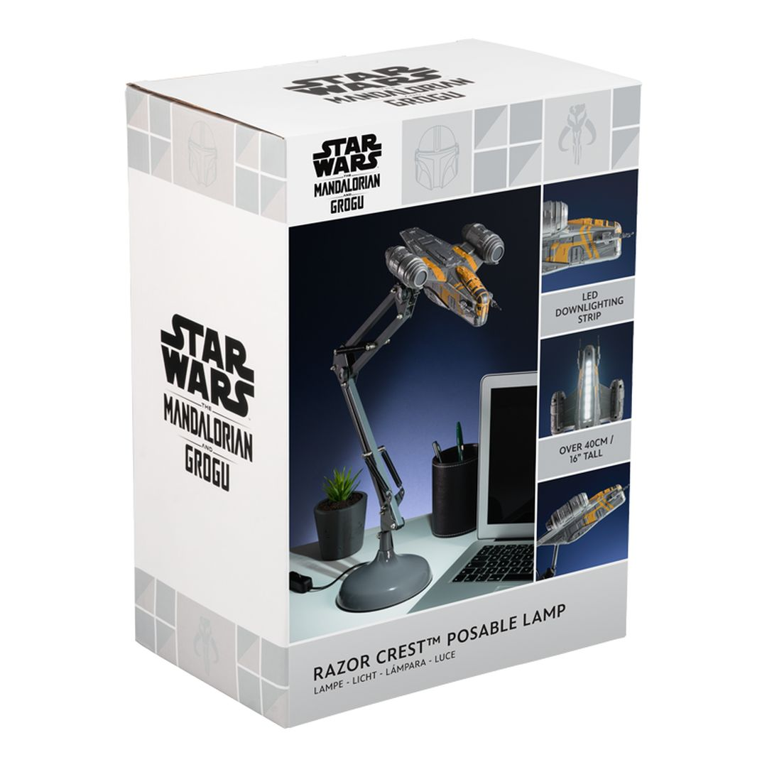 Caja de lámpara Star Wars Mandalorian Grogu con motivo Razor Crest.