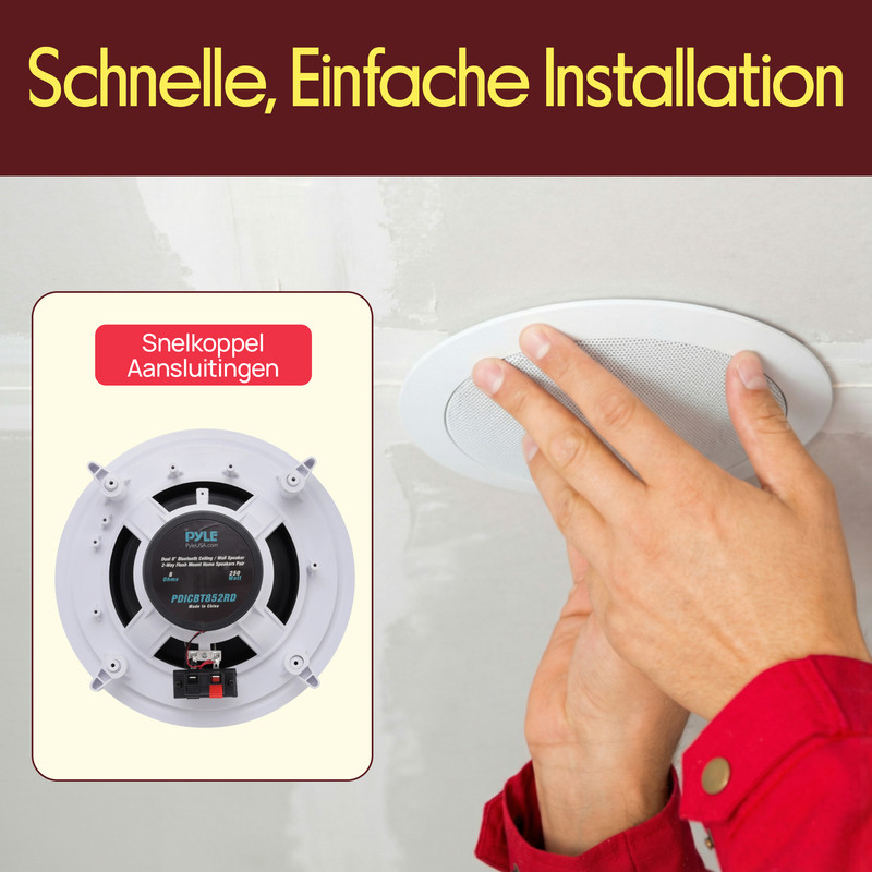 Einbau-Lautsprecher wird in Decke montiert. Schnelle, einfache Installation.