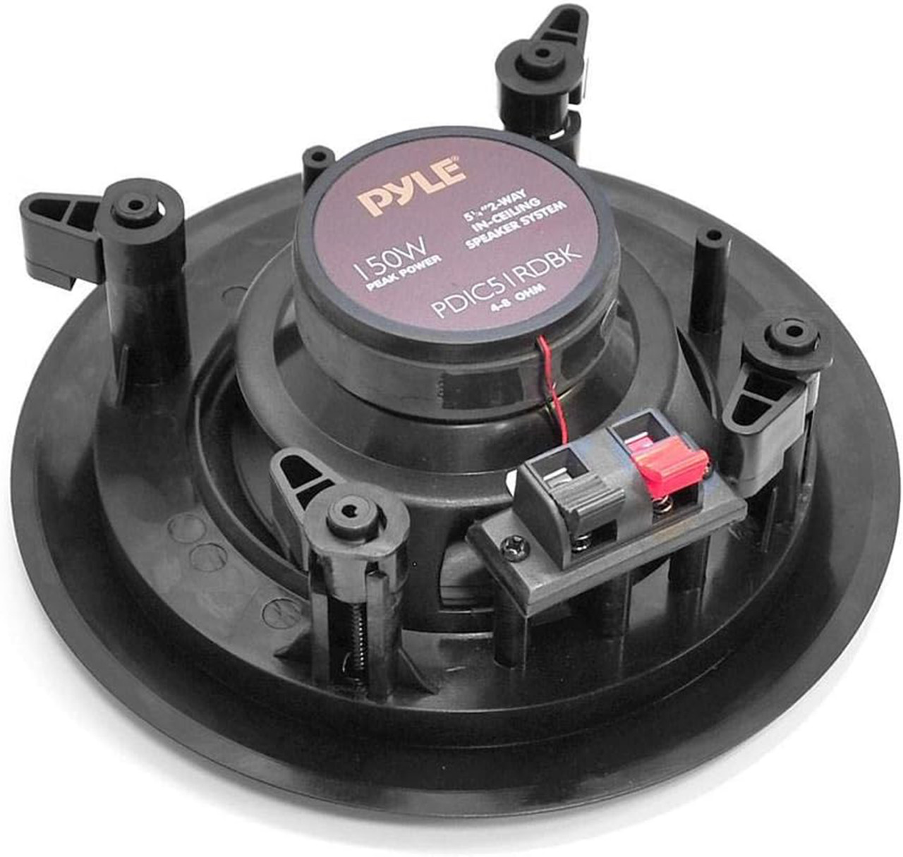 Schwarzer Deckenlautsprecher von Pyle mit 150W Spitzenleistung und 5" 2-Wege-System.