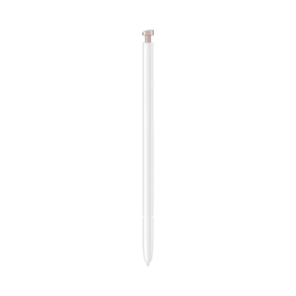 Ein weißer Stift mit einem rosafarbenen oberen Teil, isoliert auf weißem Hintergrund.