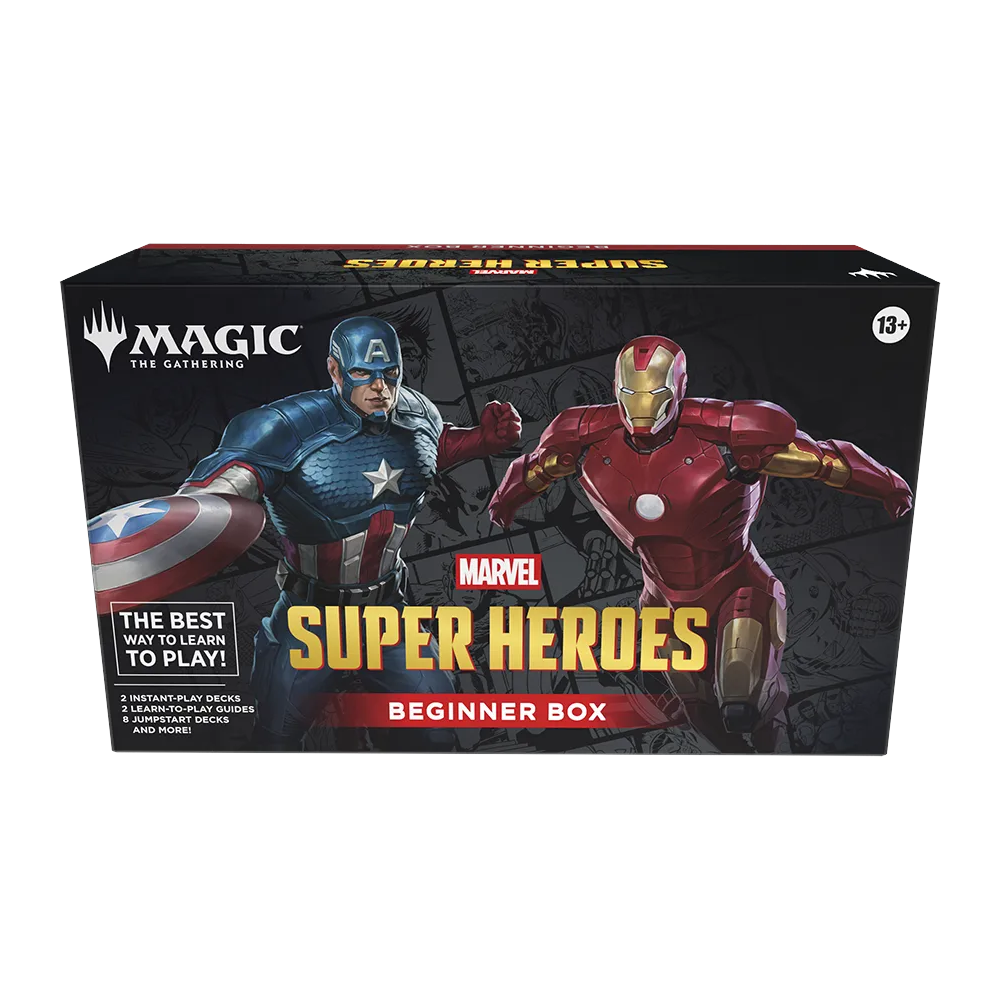 Magic The Gathering Marvel Super Heroes Beginner Box mit Captain America und Iron Man.