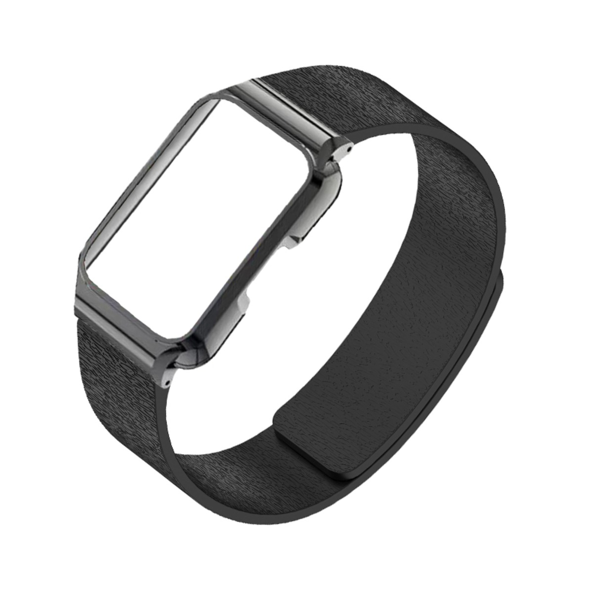 Ein rechteckiger schwarzer Armband-Rahmen mit einem stilisierten Muster.