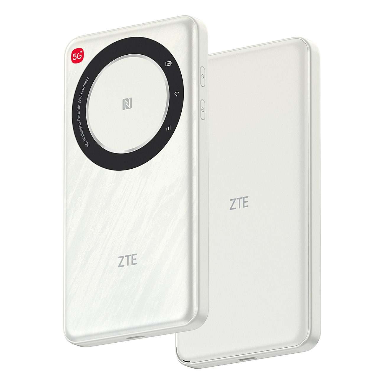 Zwei weiße 5G mobile Hotspots mit ZTE-Logo und N-Symbol.
