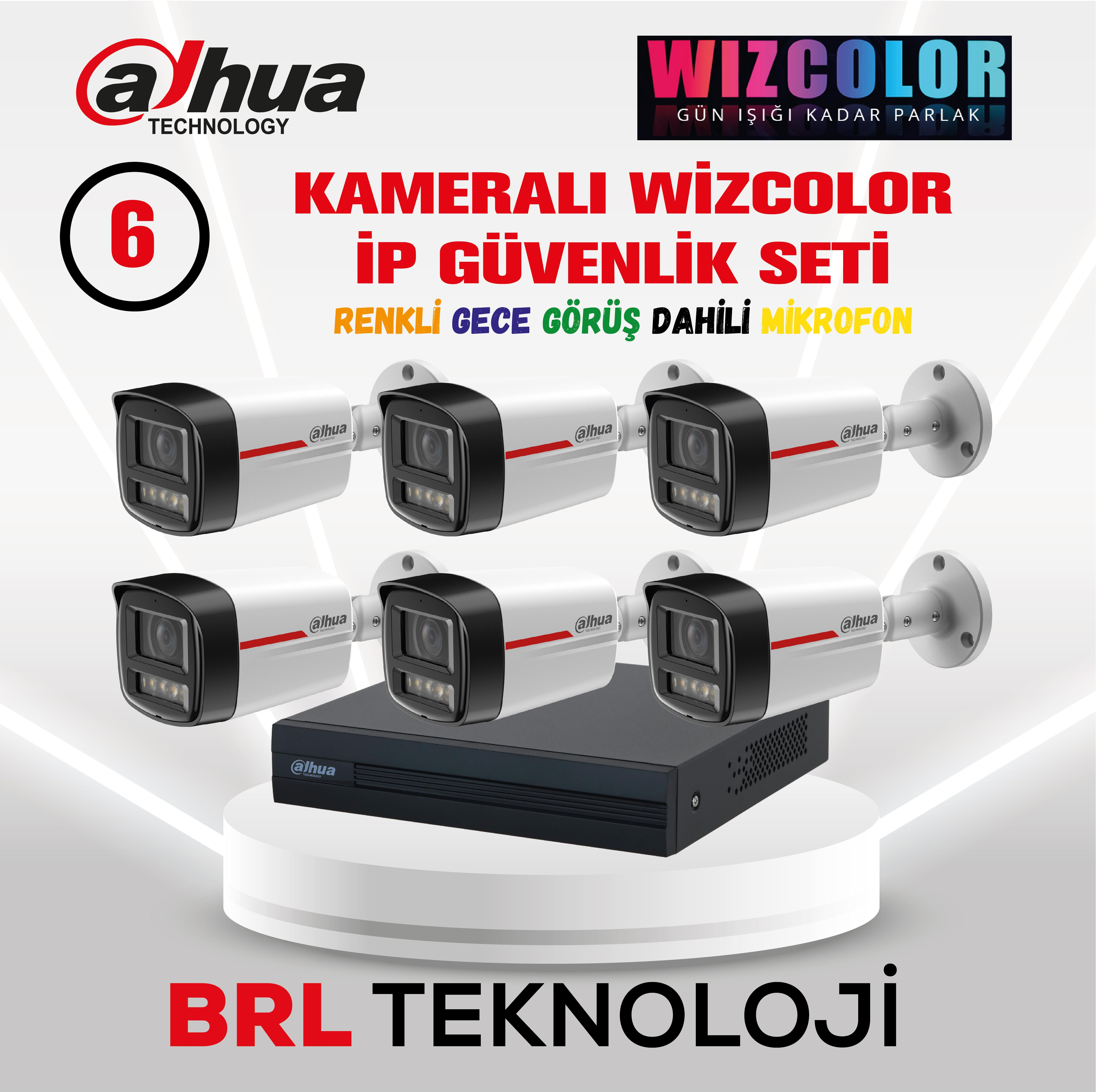 Wizcolor teknolojili altı adet Dahua IP kamera ve kayıt cihazı.