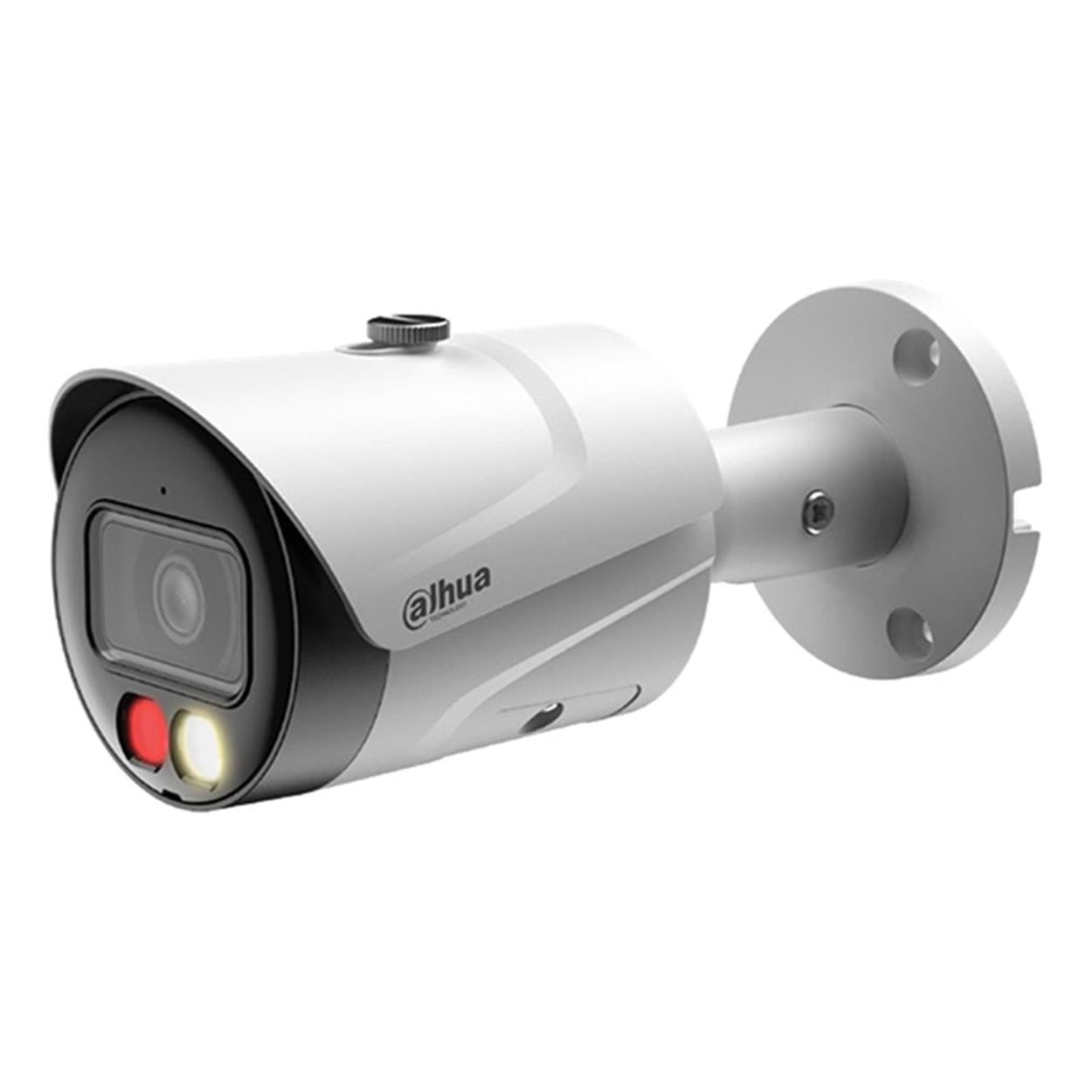 IR LED'li ve siyah lens yuvalı beyaz Dahua güvenlik kamerası.