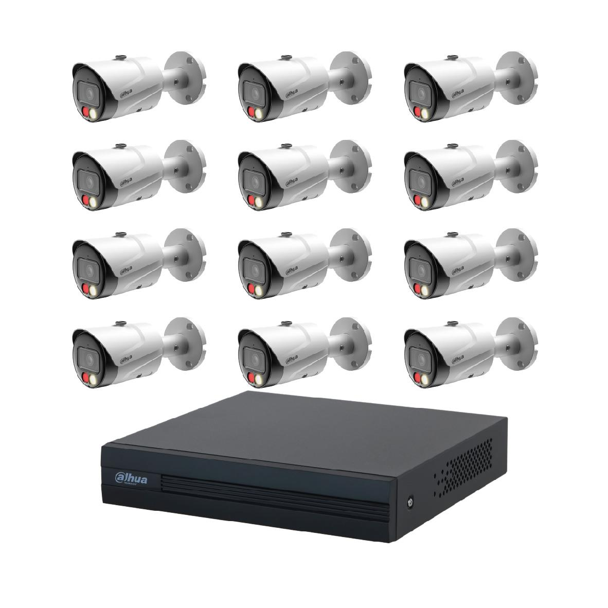 On iki beyaz güvenlik kamerası ve bir siyah DVR kaydedici.