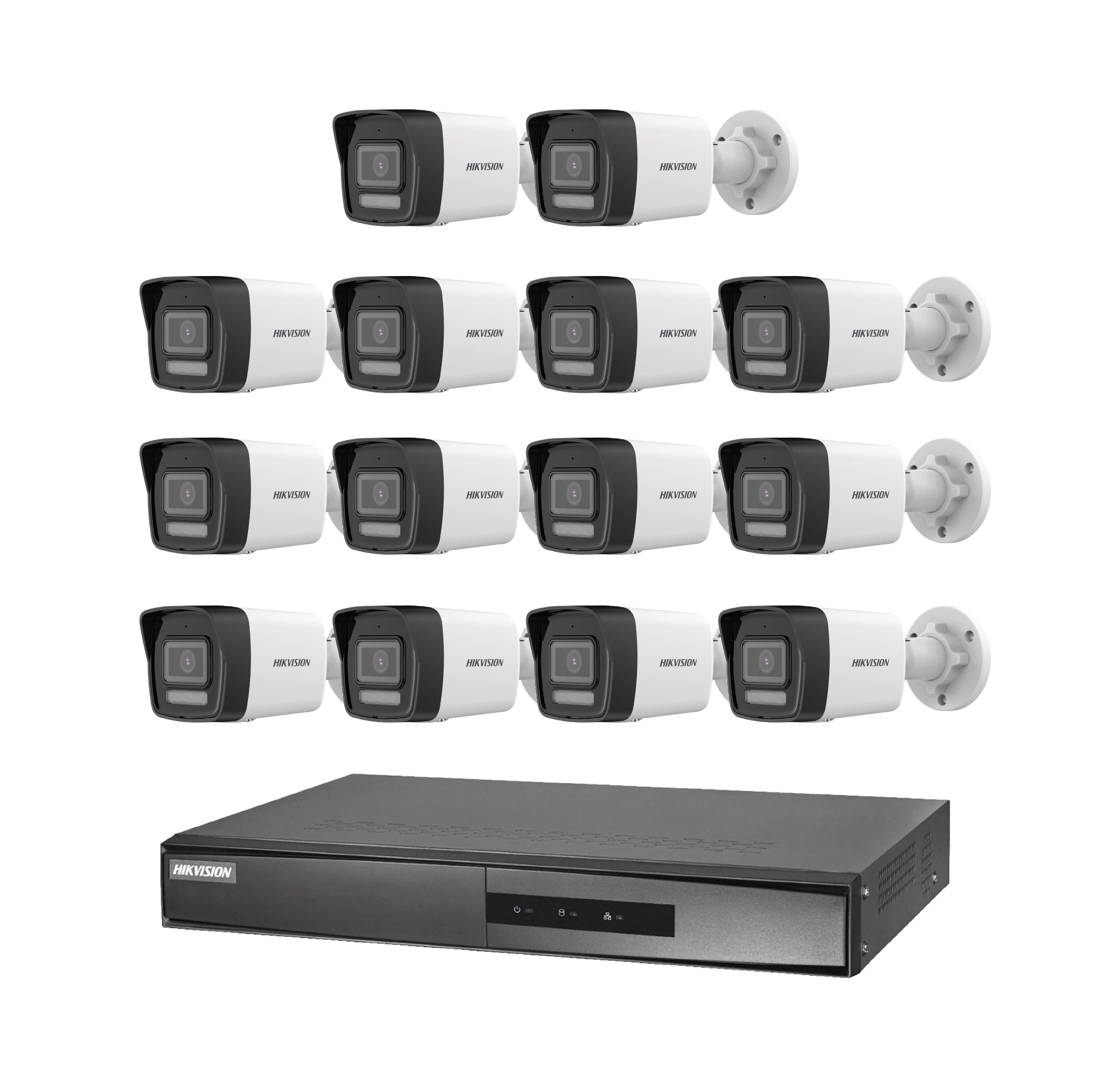 DAHUA Hikvision 14 Kameralı 4 MP Hybrid Light IP DS-2CD1043G2-LIUF Dahili Mikrofonlu Güvenlik Kamera Sistemi Beyaz