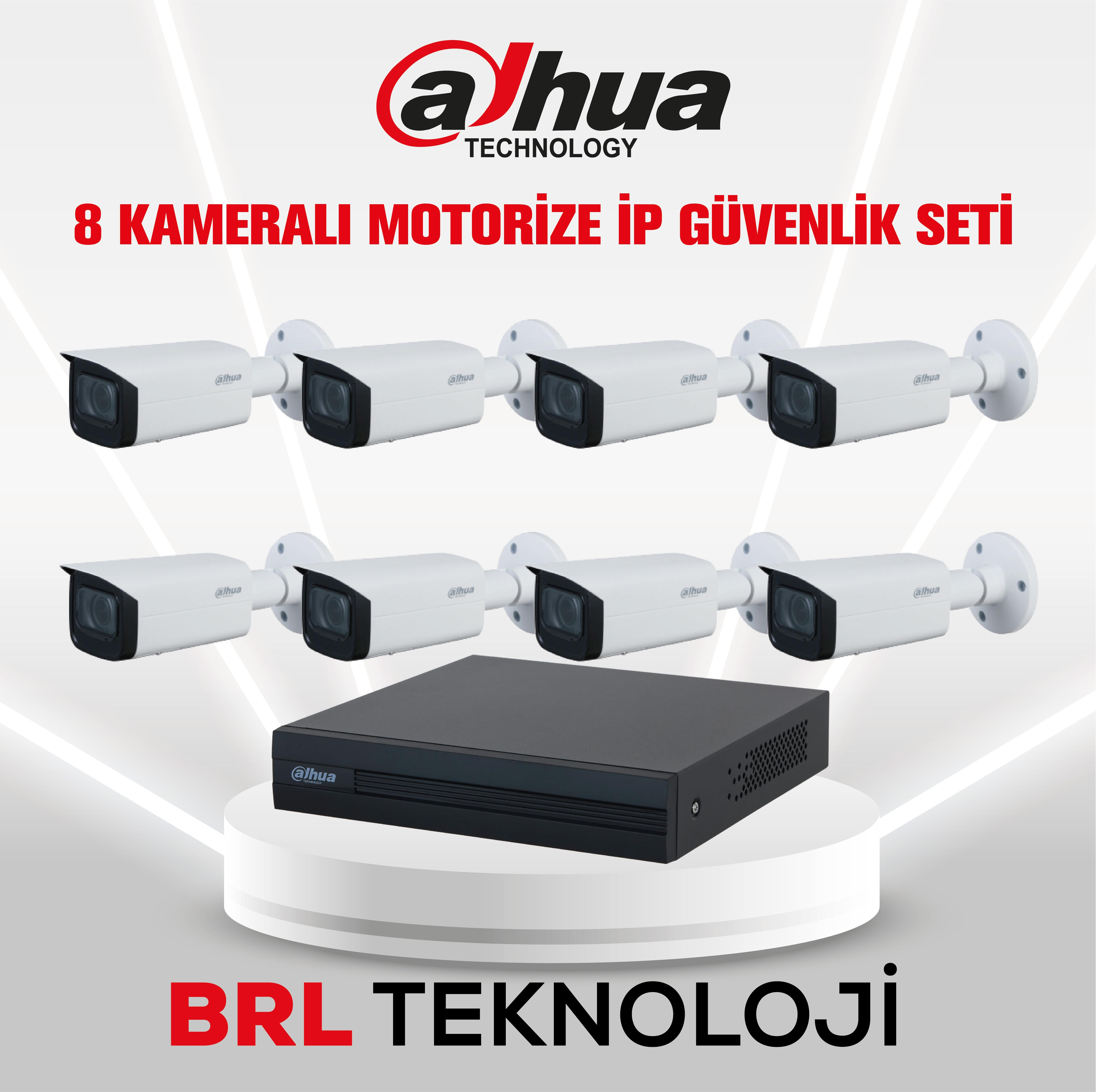 Dahua'dan 8 kameralı ve kayıt cihazlı güvenlik seti.