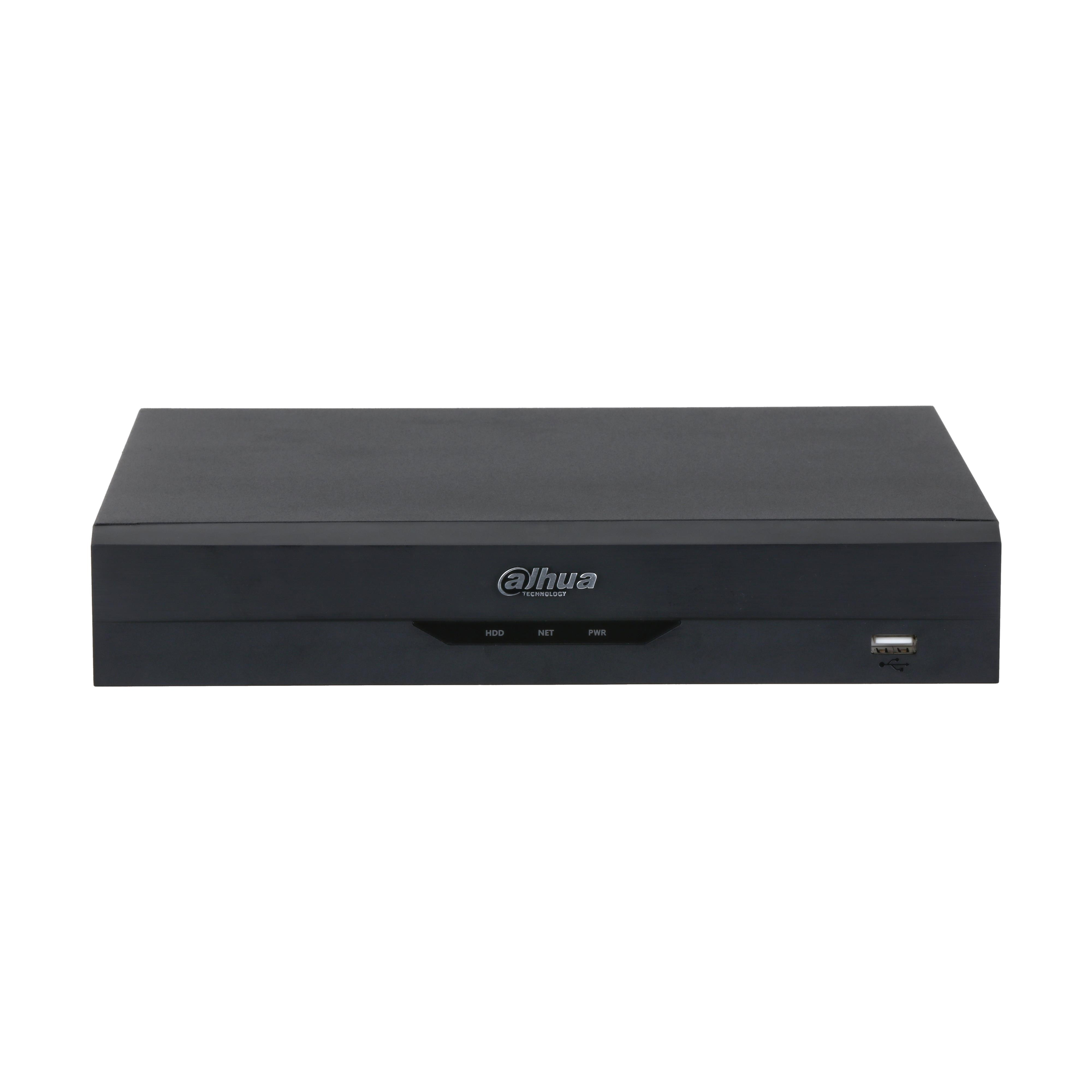 HDD, NET ve PWR göstergeli siyah Dahua DVR ve USB bağlantı noktası.