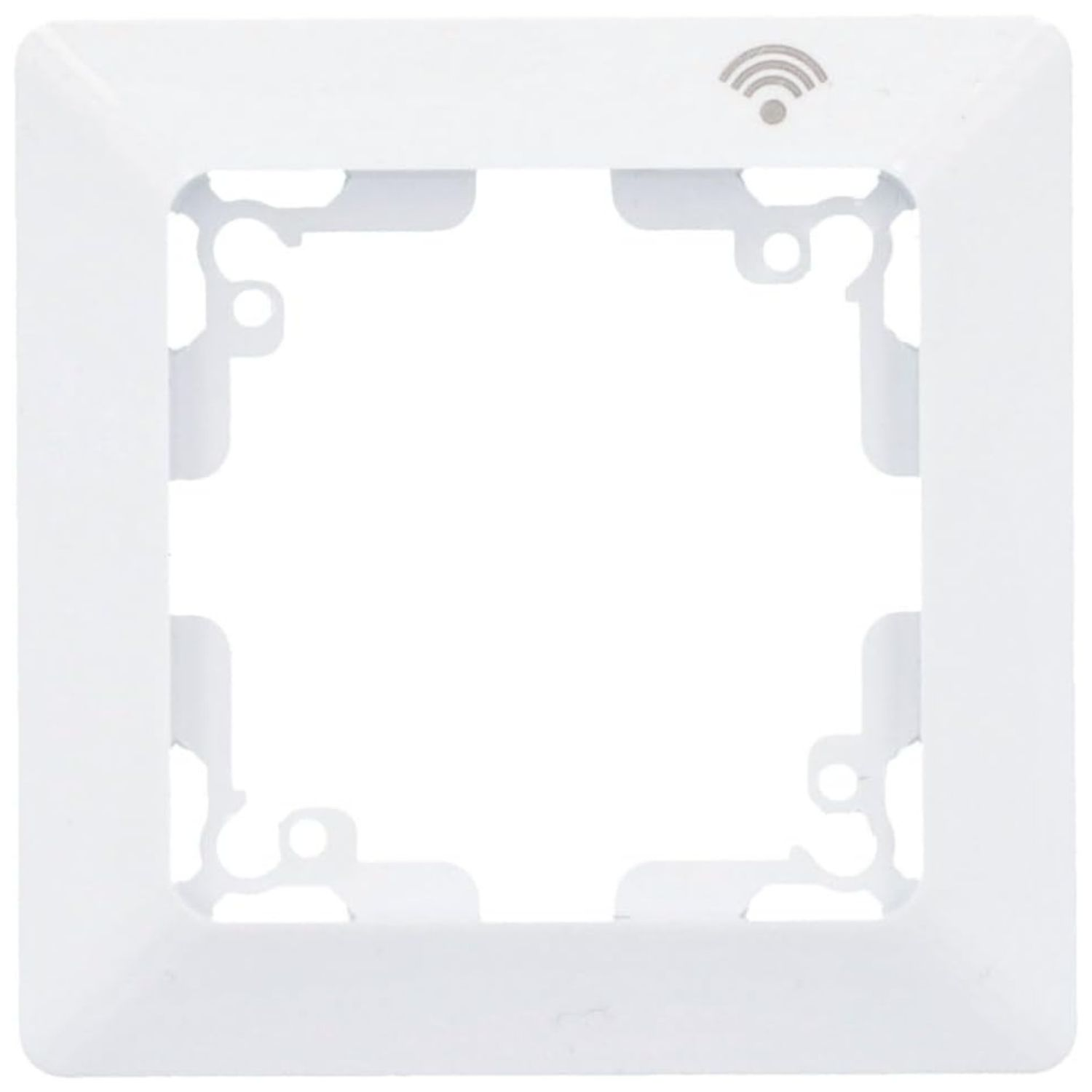 Weißer Rahmen mit WLAN-Symbol oben rechts.