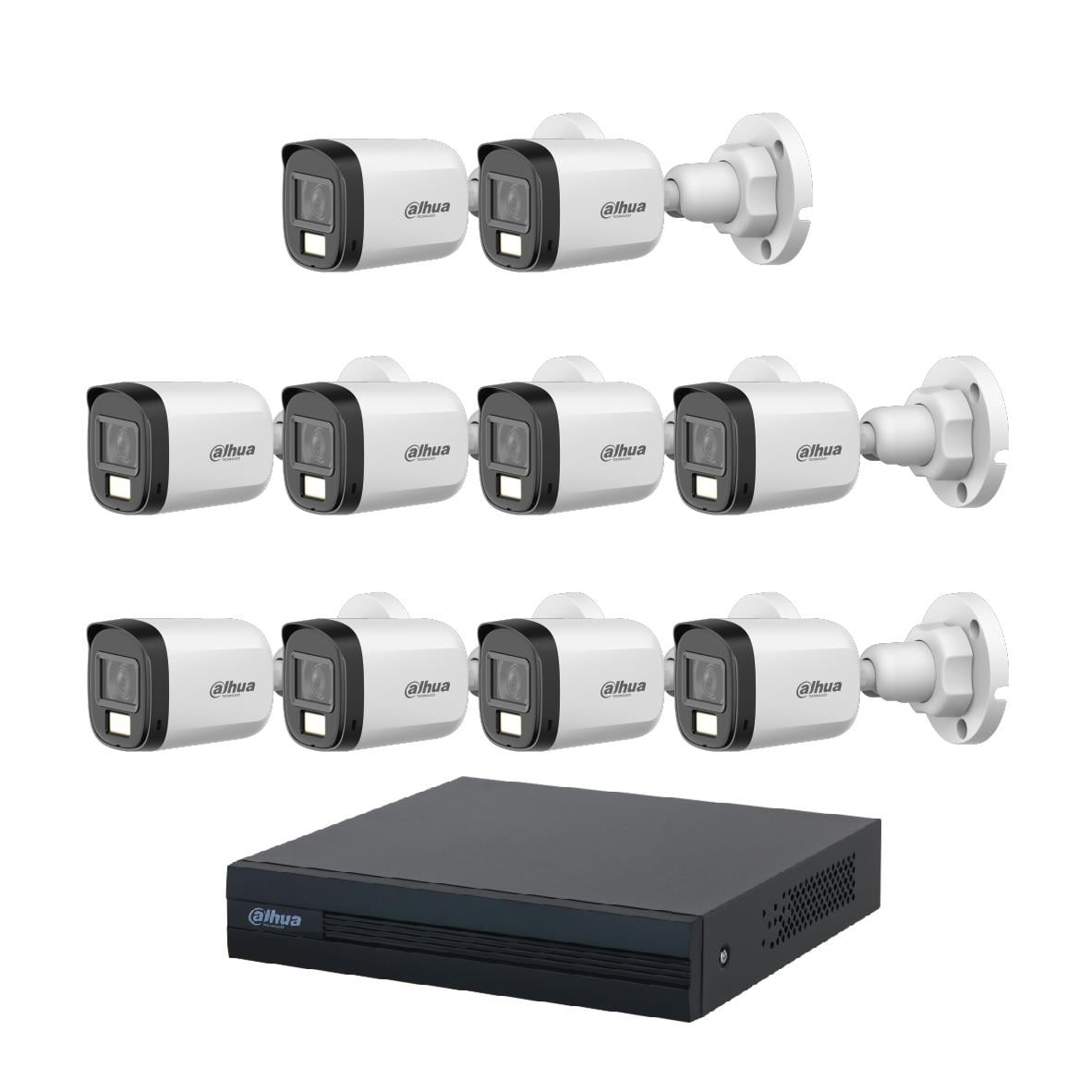 9 kamera ve DVR cihazı içeren bir DAHUA güvenlik kamerası sistemi.